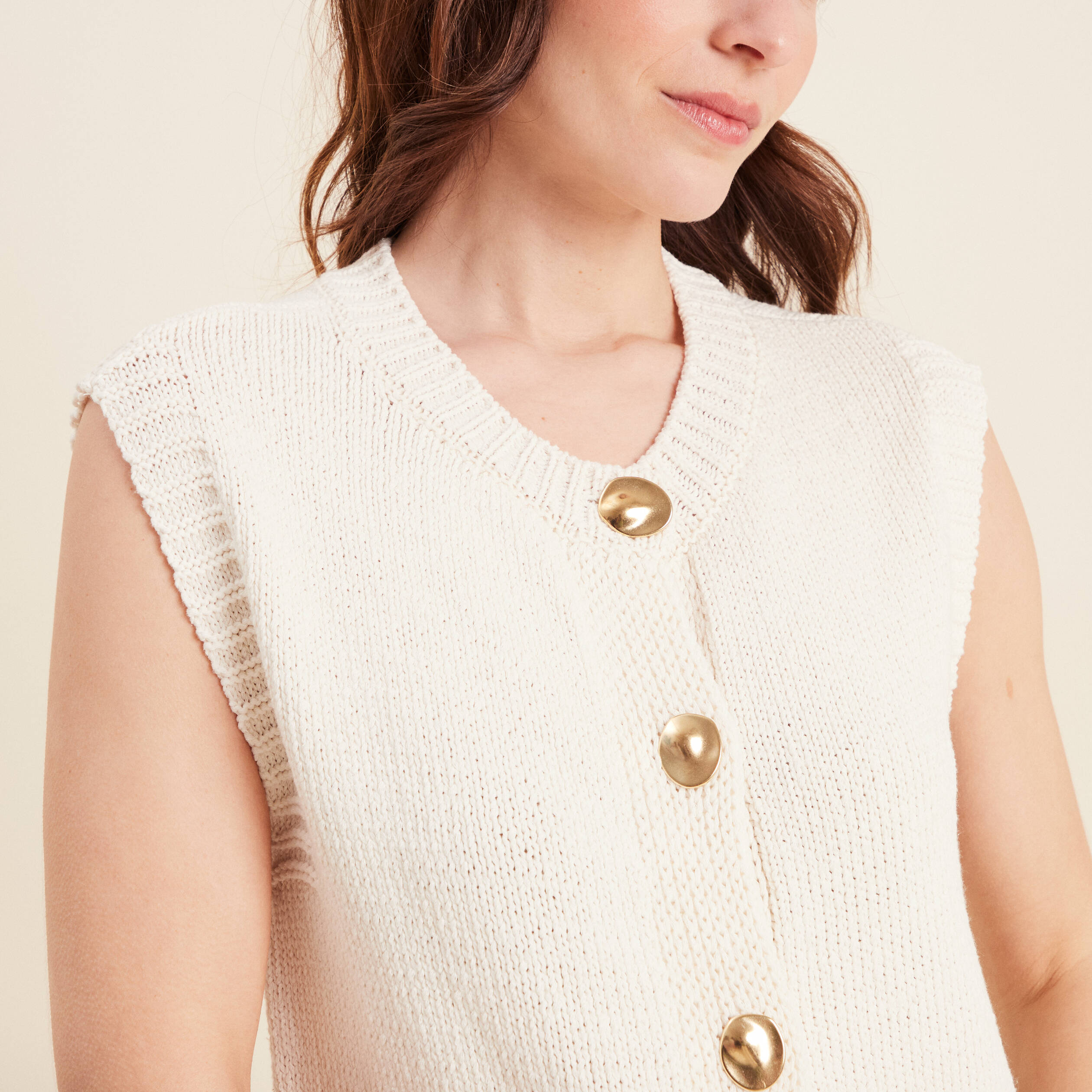 Gilet sans manches ecru femme