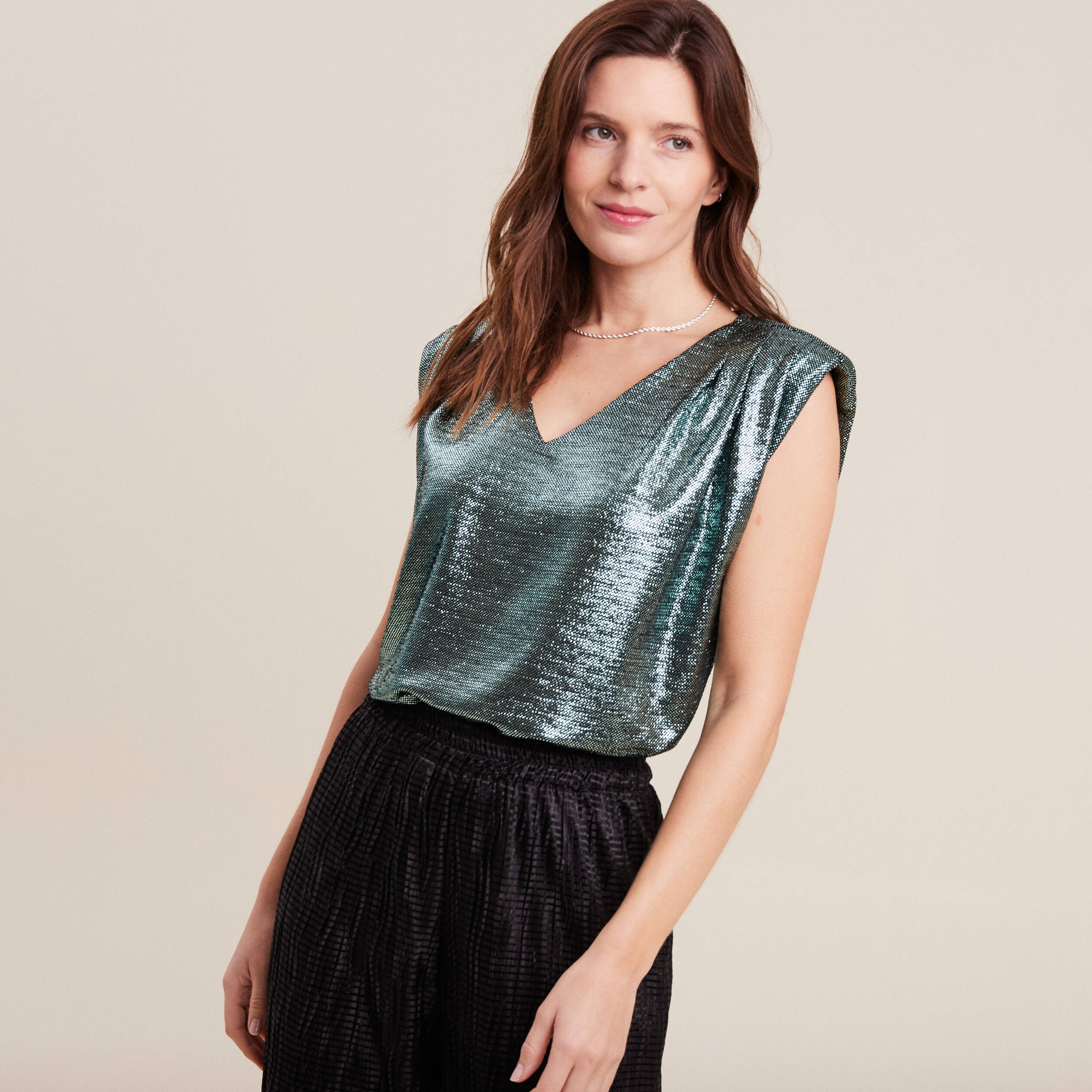 T-shirt sans manches vert pastel femme