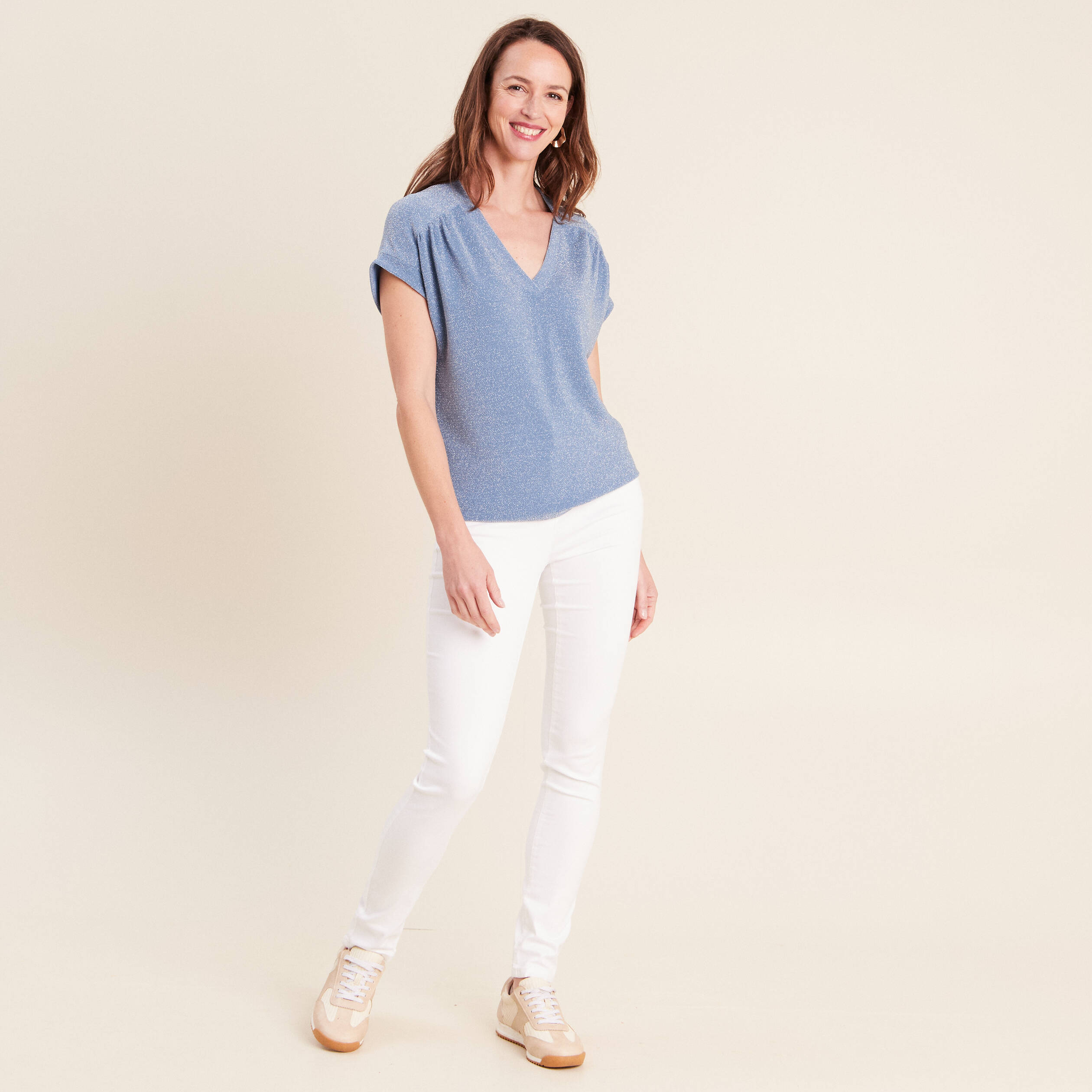 T-shirt manches courtes bleu gris femme