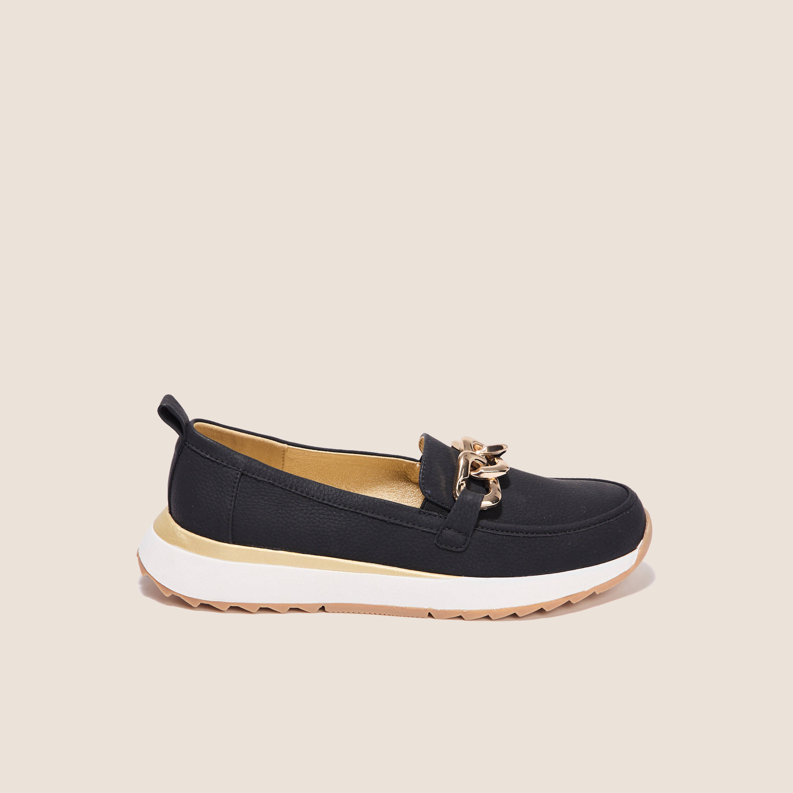 mocassins detail chaine noir femme Mocassins détail chaîne noir femme