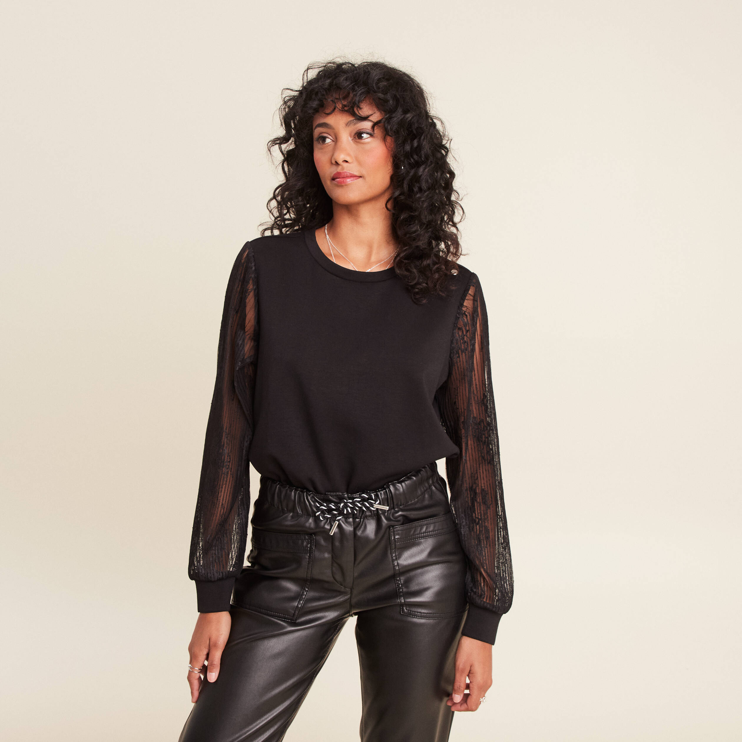 T-shirt manches longues noir femme