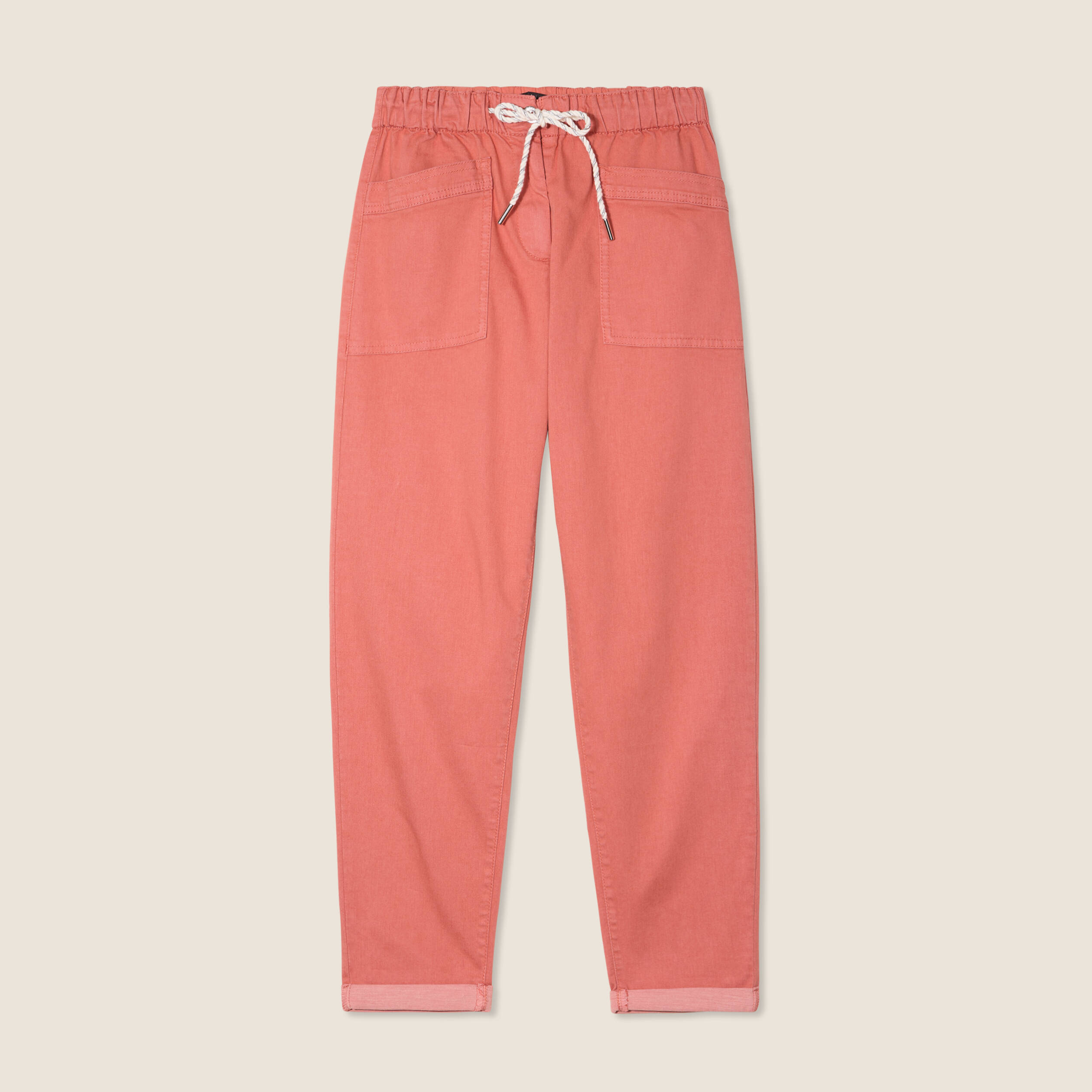 pantalon coupe droite a coulisse vieux rose femme Pantalon coupe droite à coulisse vieux rose femme