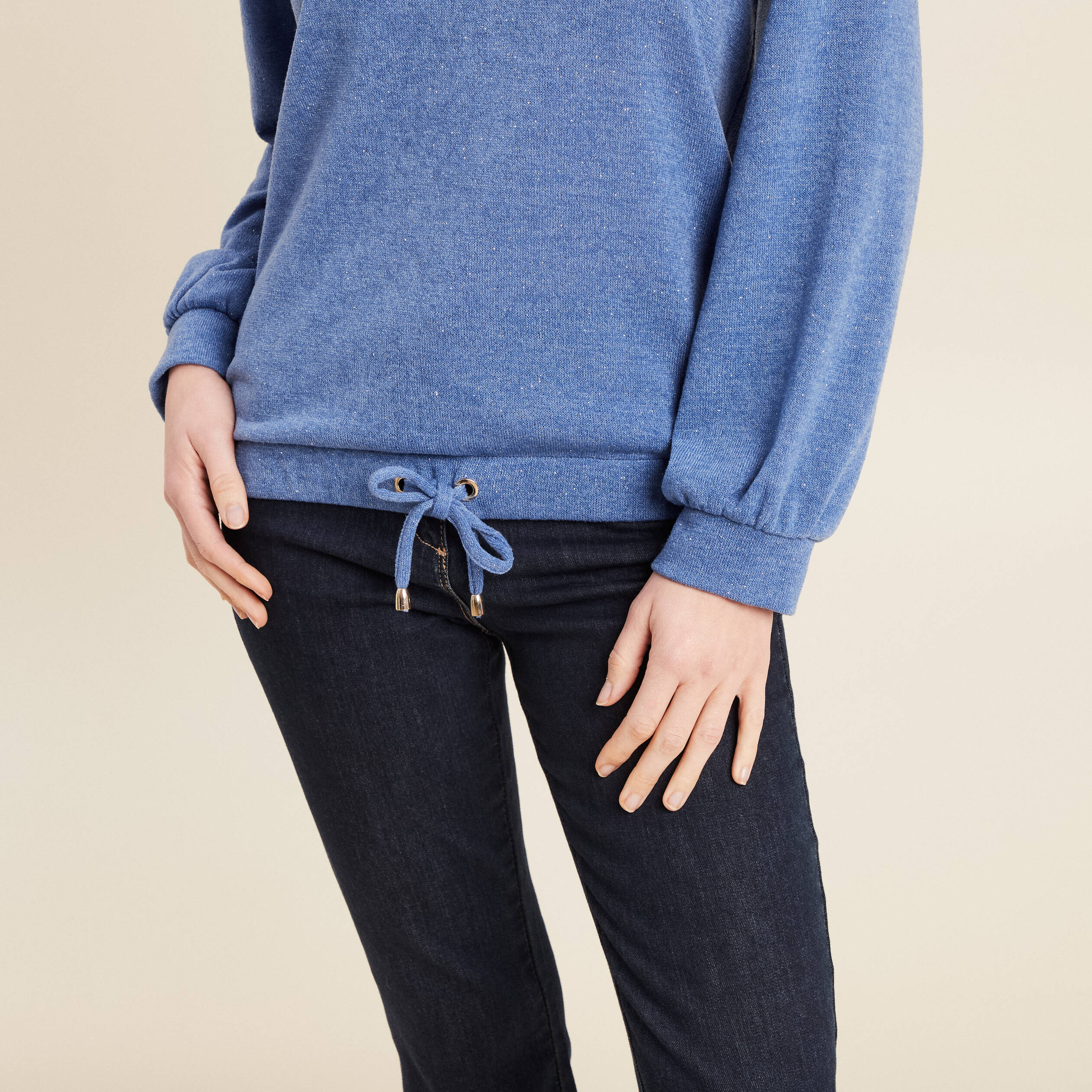 Sweat manches longues bleu ciel femme