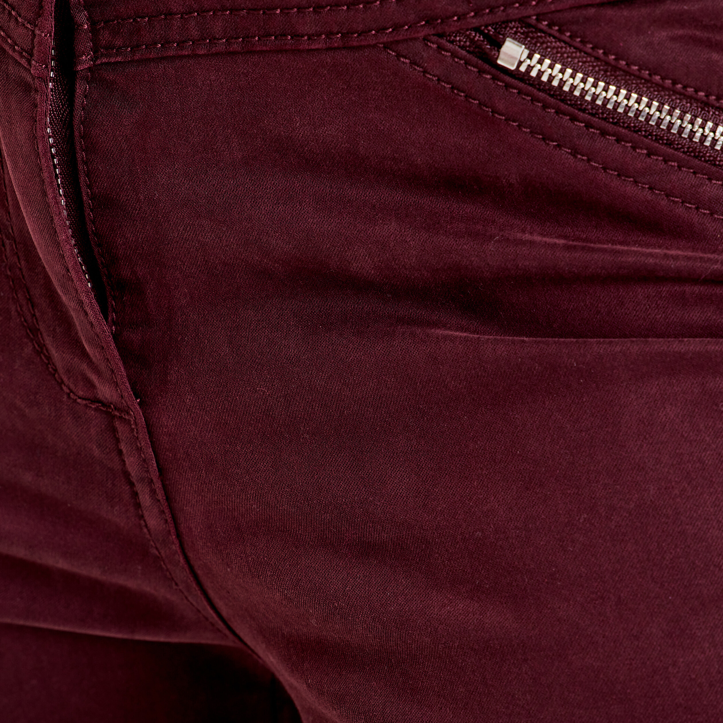 Pantalon slim taille basculée rouge foncé femme