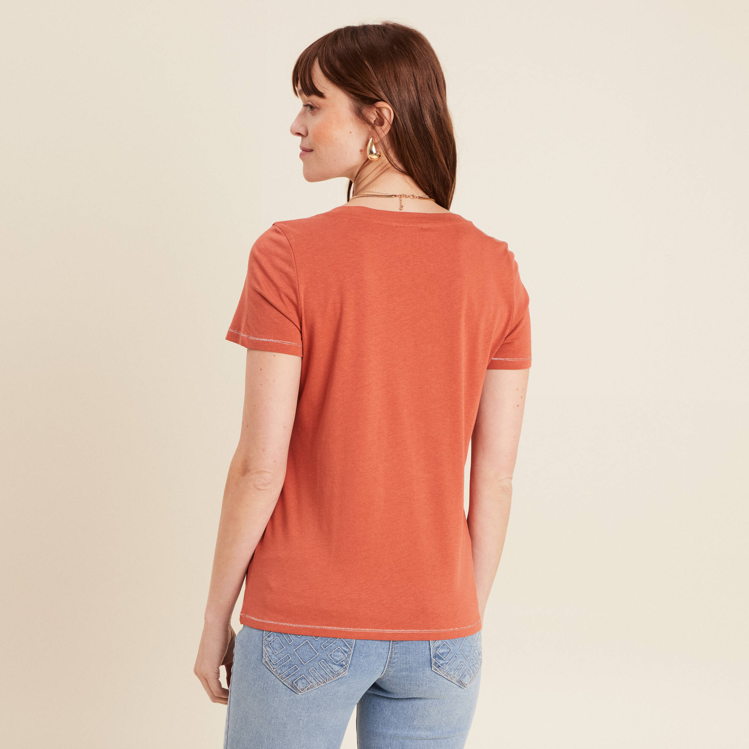 t shirt manches courtes vieux rose femme T-shirt manches courtes vieux rose femme