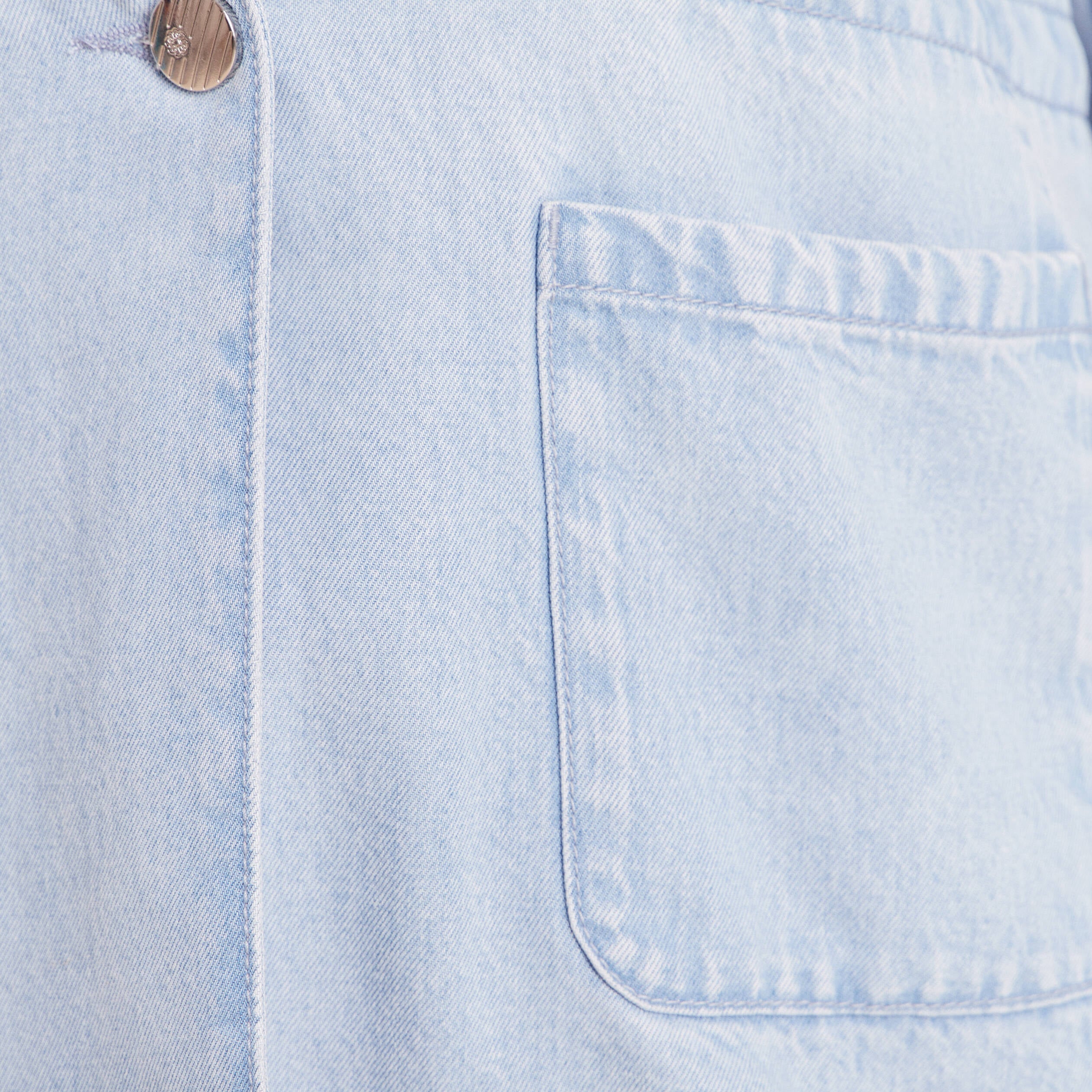 Veste longue cintr&eacute;e en jean doubl&eacute;e denim bleach femme