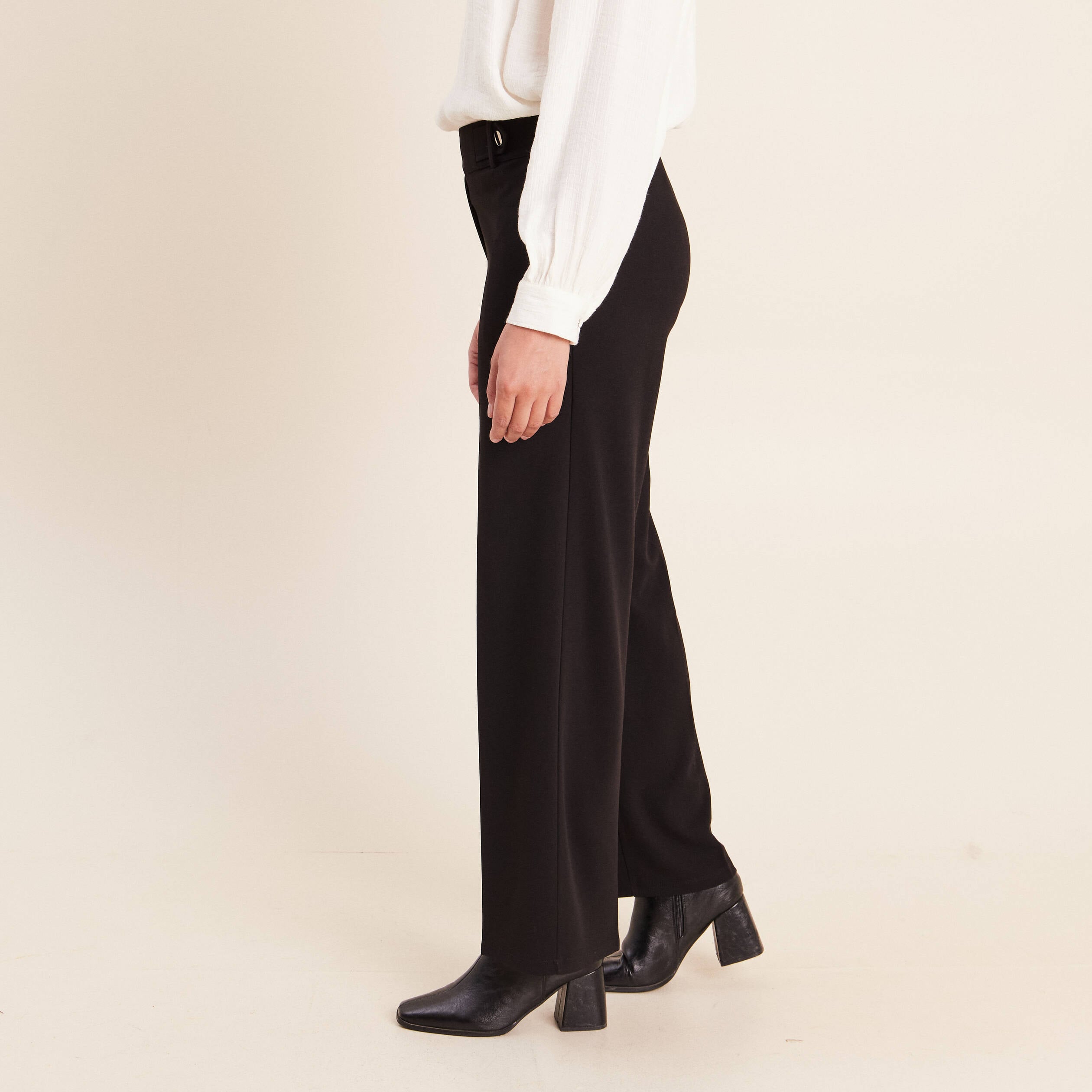 Pantalon taille haute noir femme