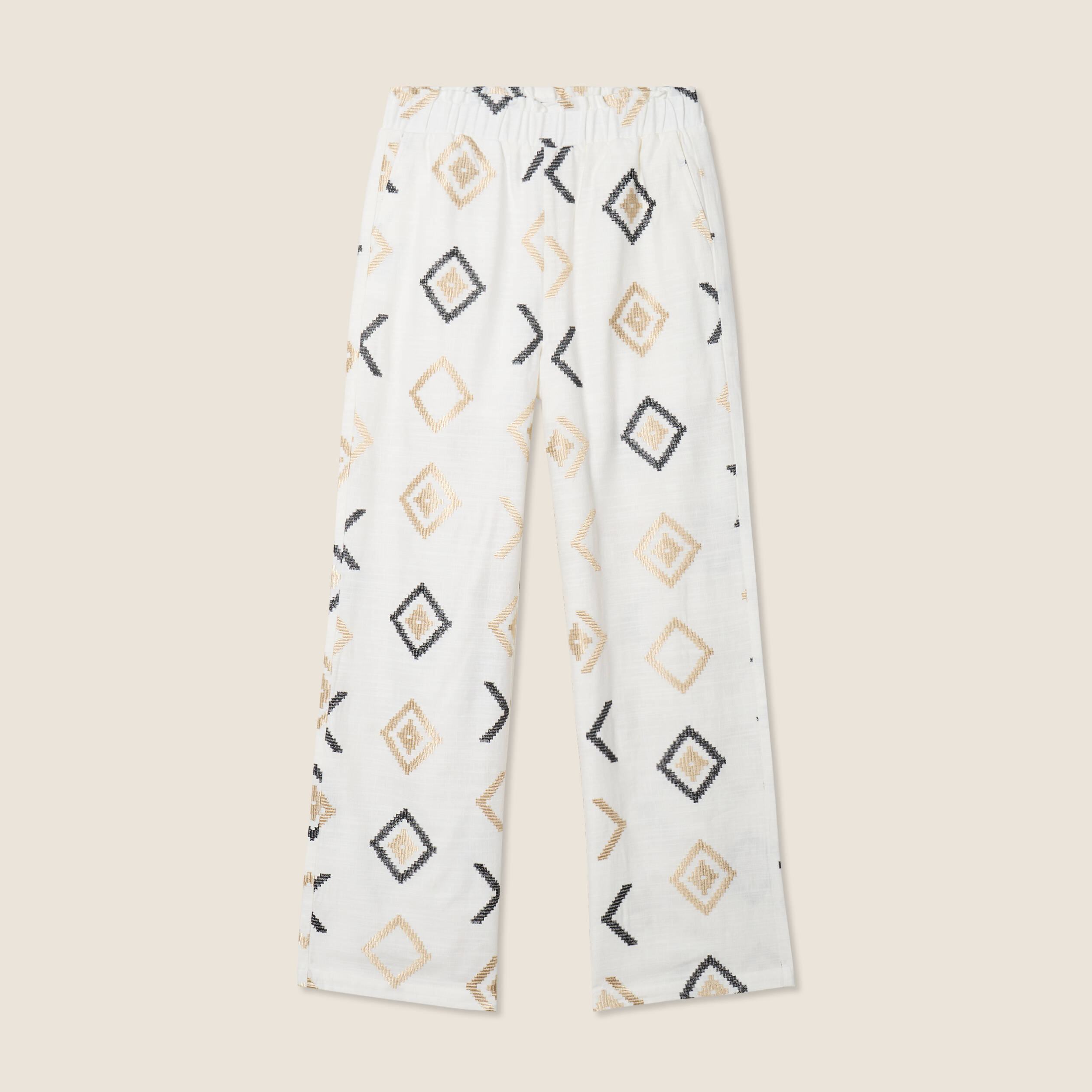 Pantacourt droit blanc femme