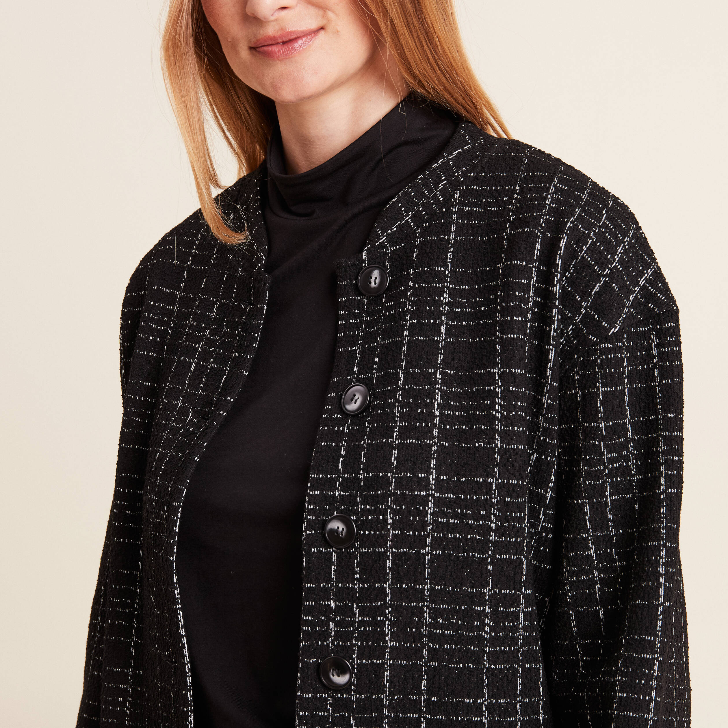 Veste droite boutonnée noir femme