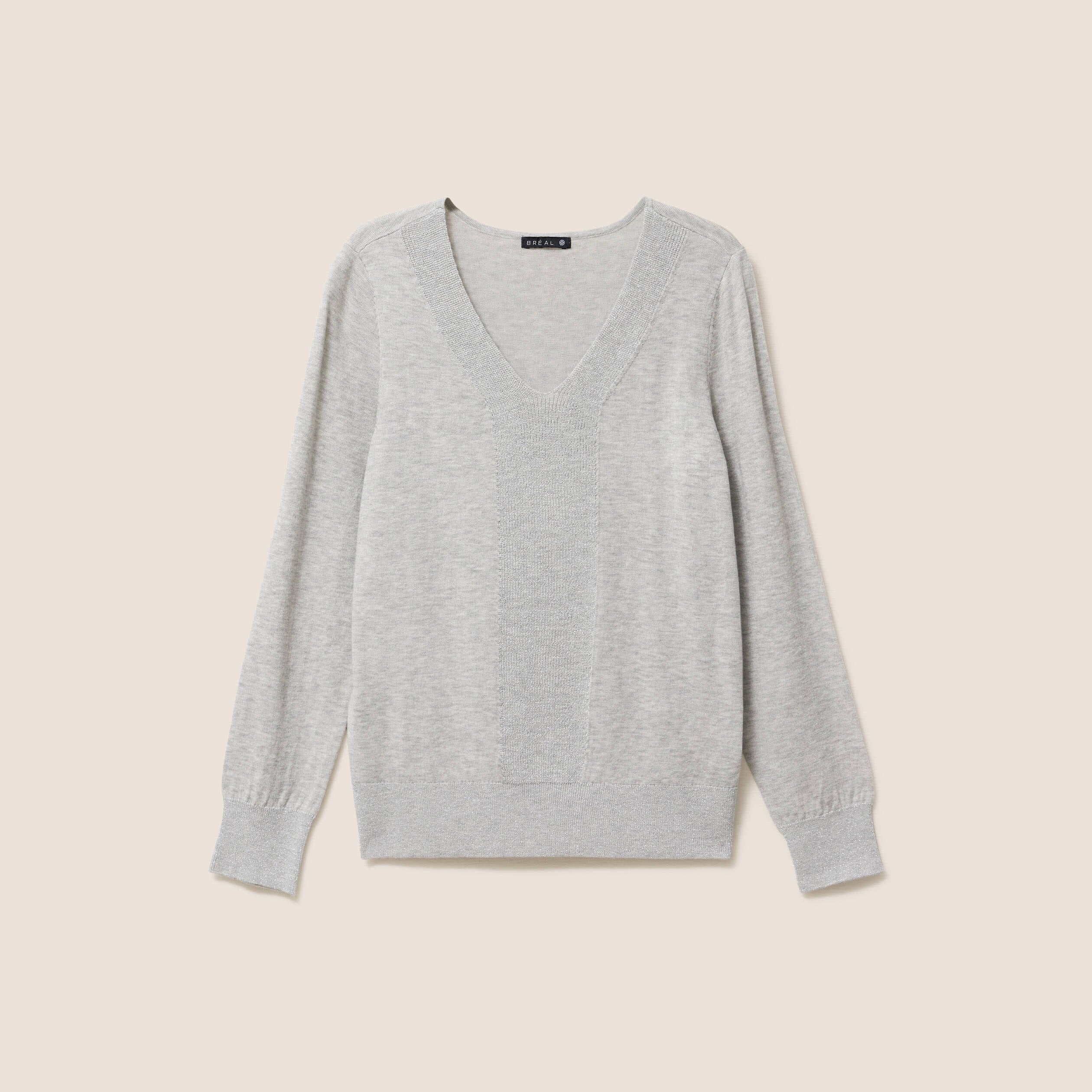 Pull manches longues gris clair femme