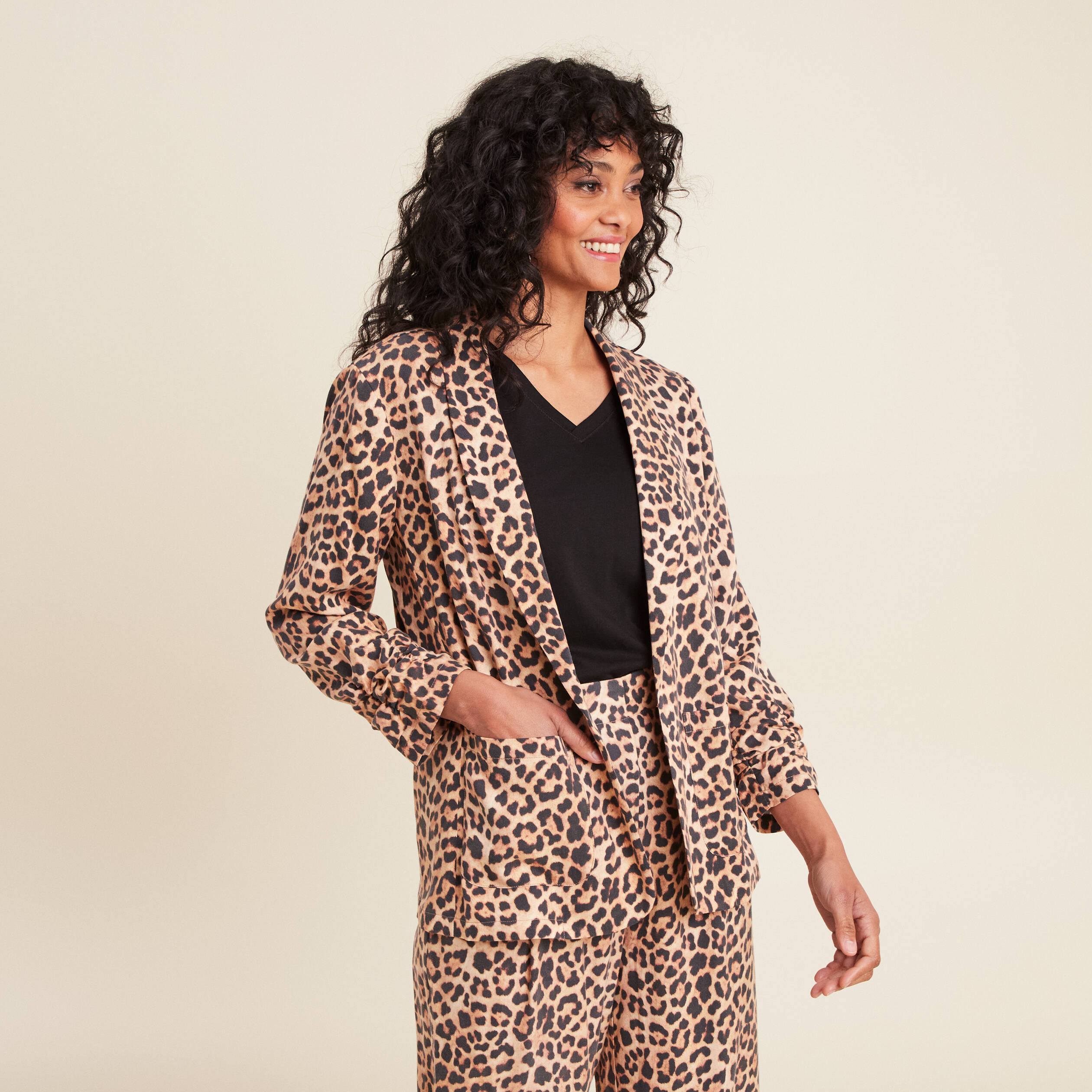 Veste esprit tailleur sable femme