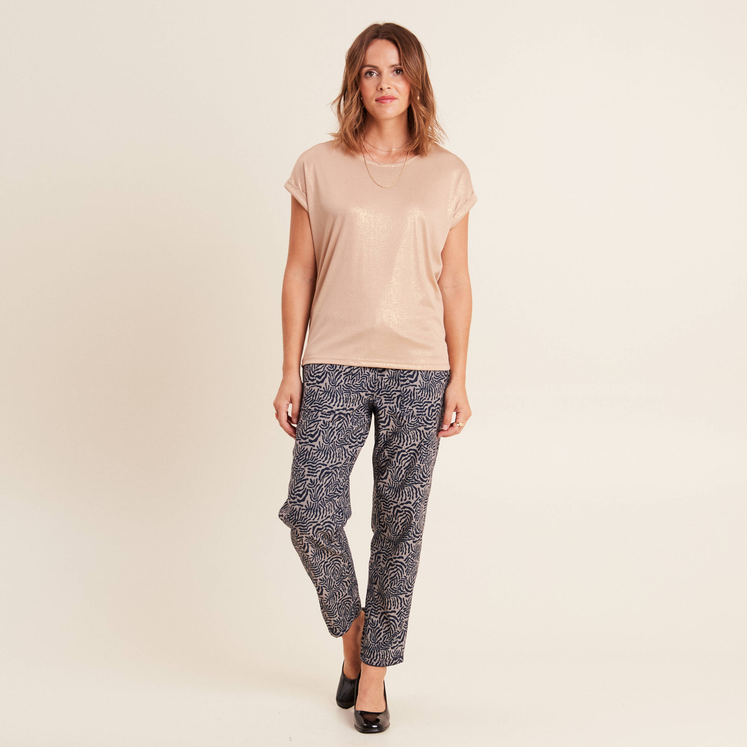 T-shirt manches courtes couleur or femme