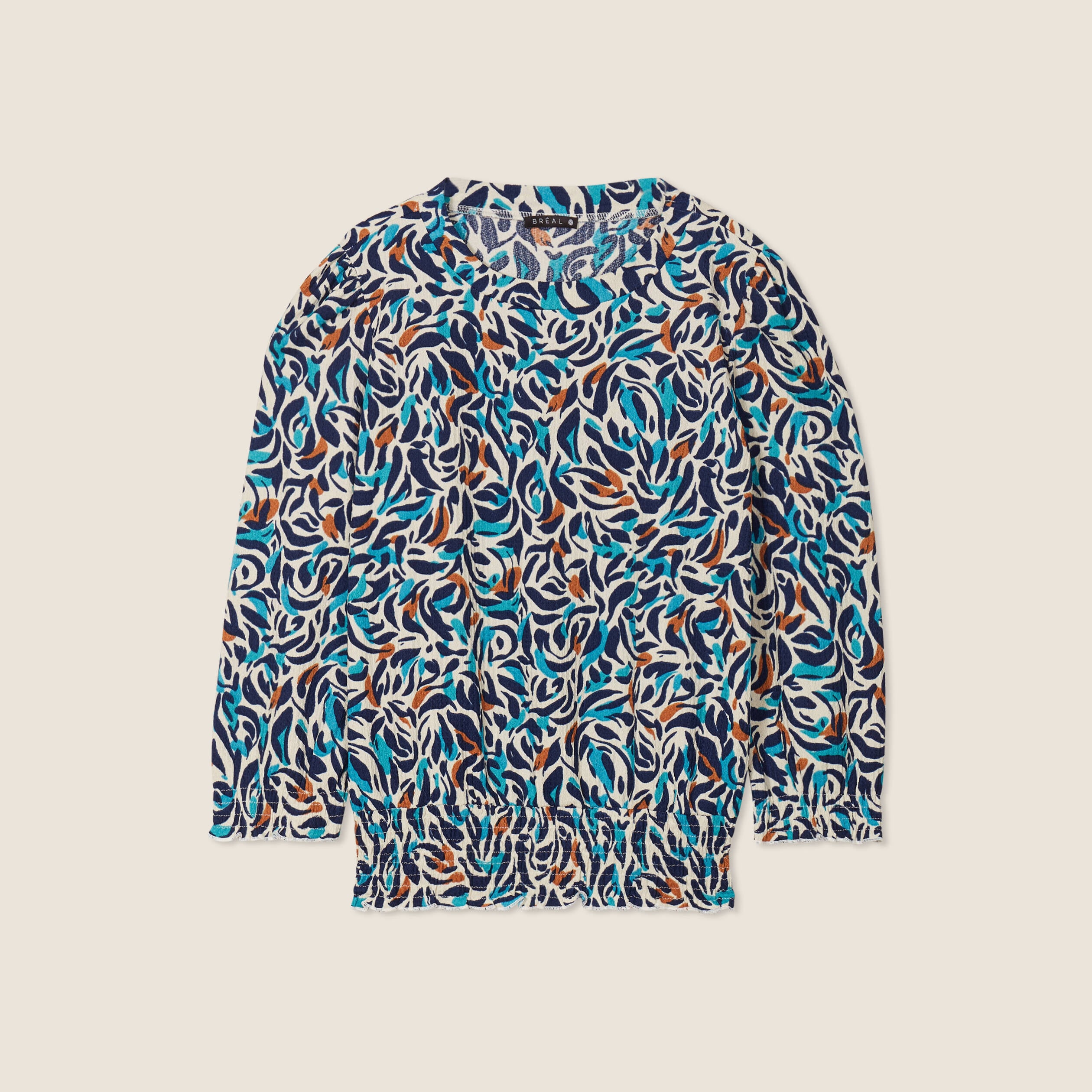 T-shirt manches 3/4 bleu canard femme