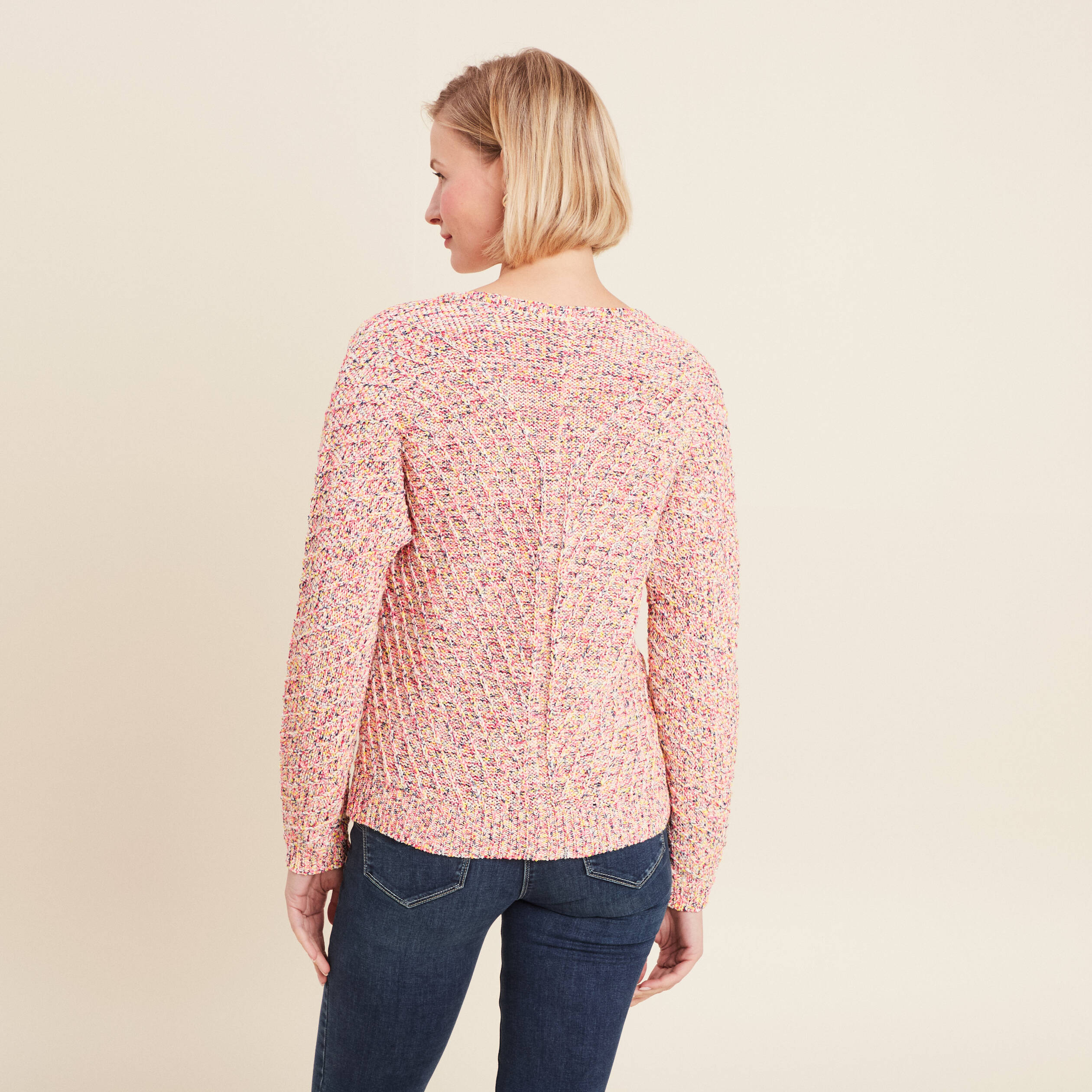 Pull manches longues rose fushia femme