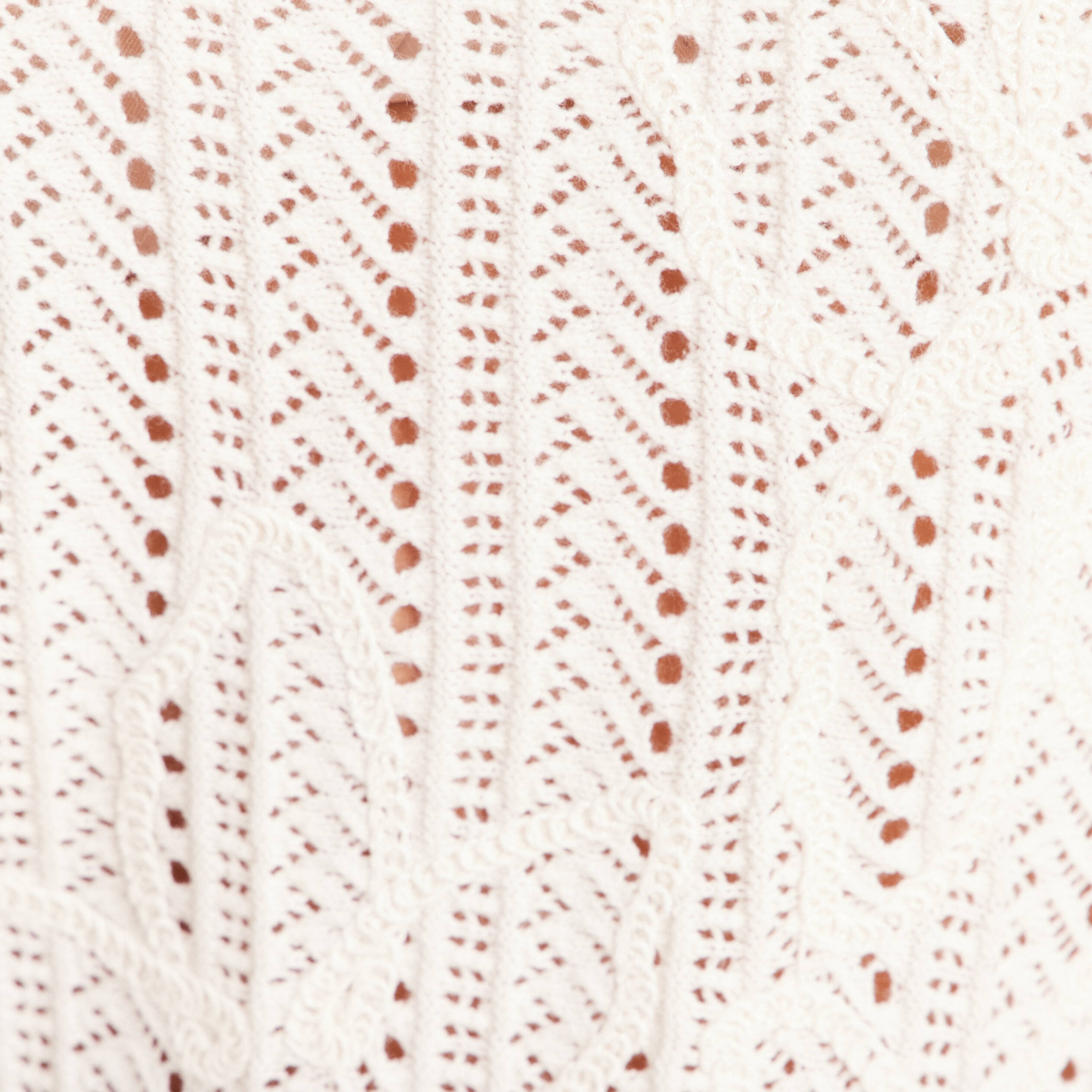 Pull ajour&eacute; col rond ecru femme