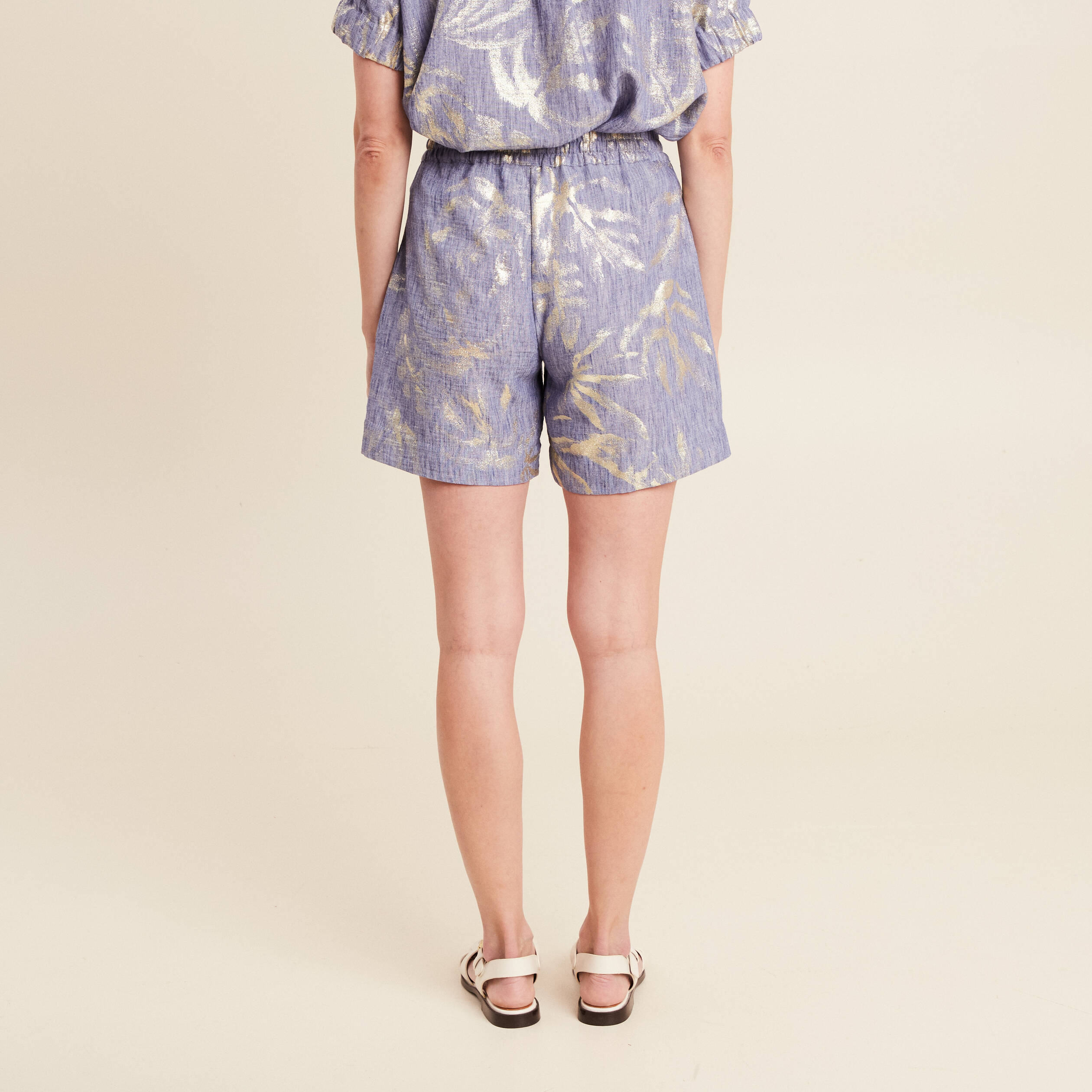 Short taille haute bleu lavande femme