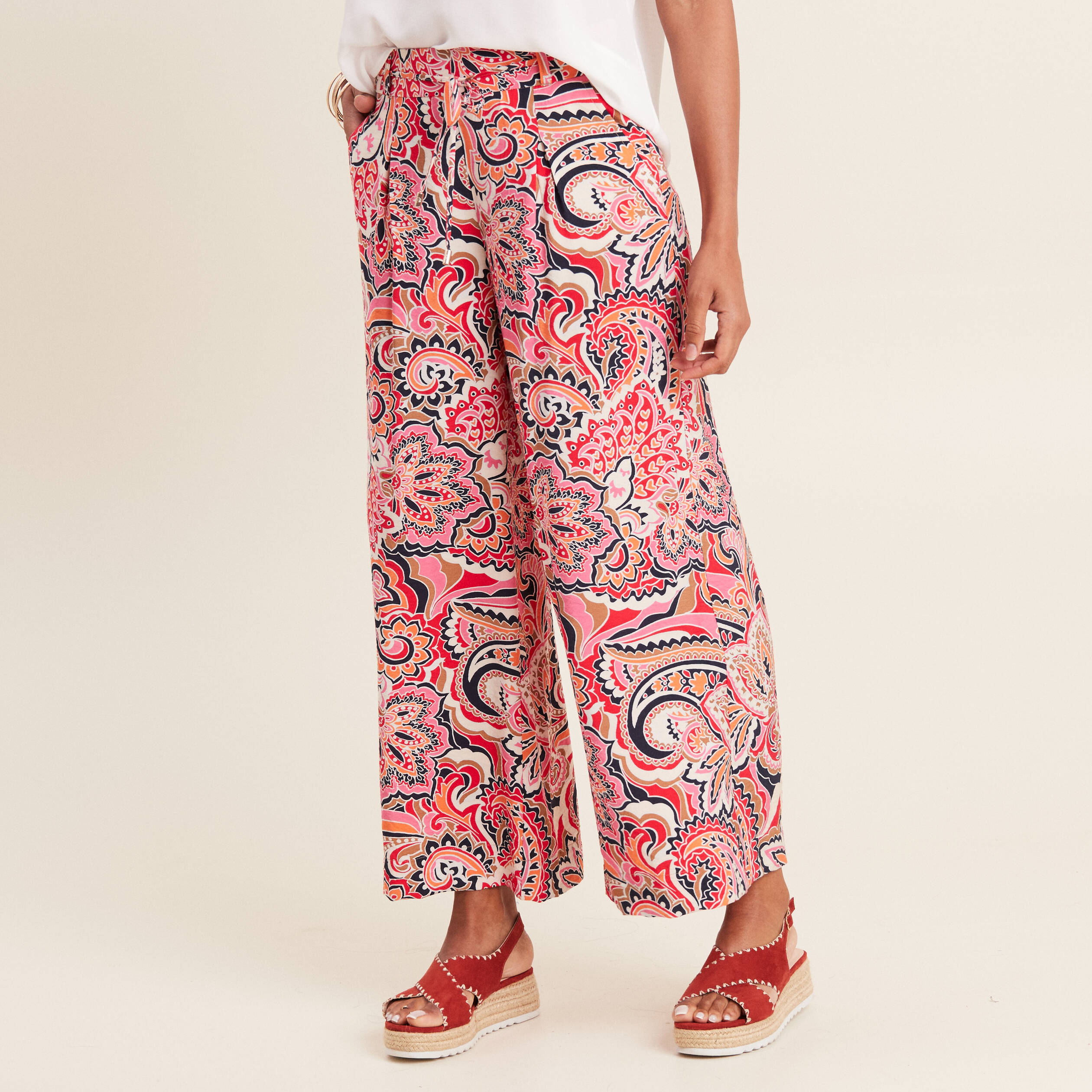 Pantalon fluide 7/8ème multicolore femme