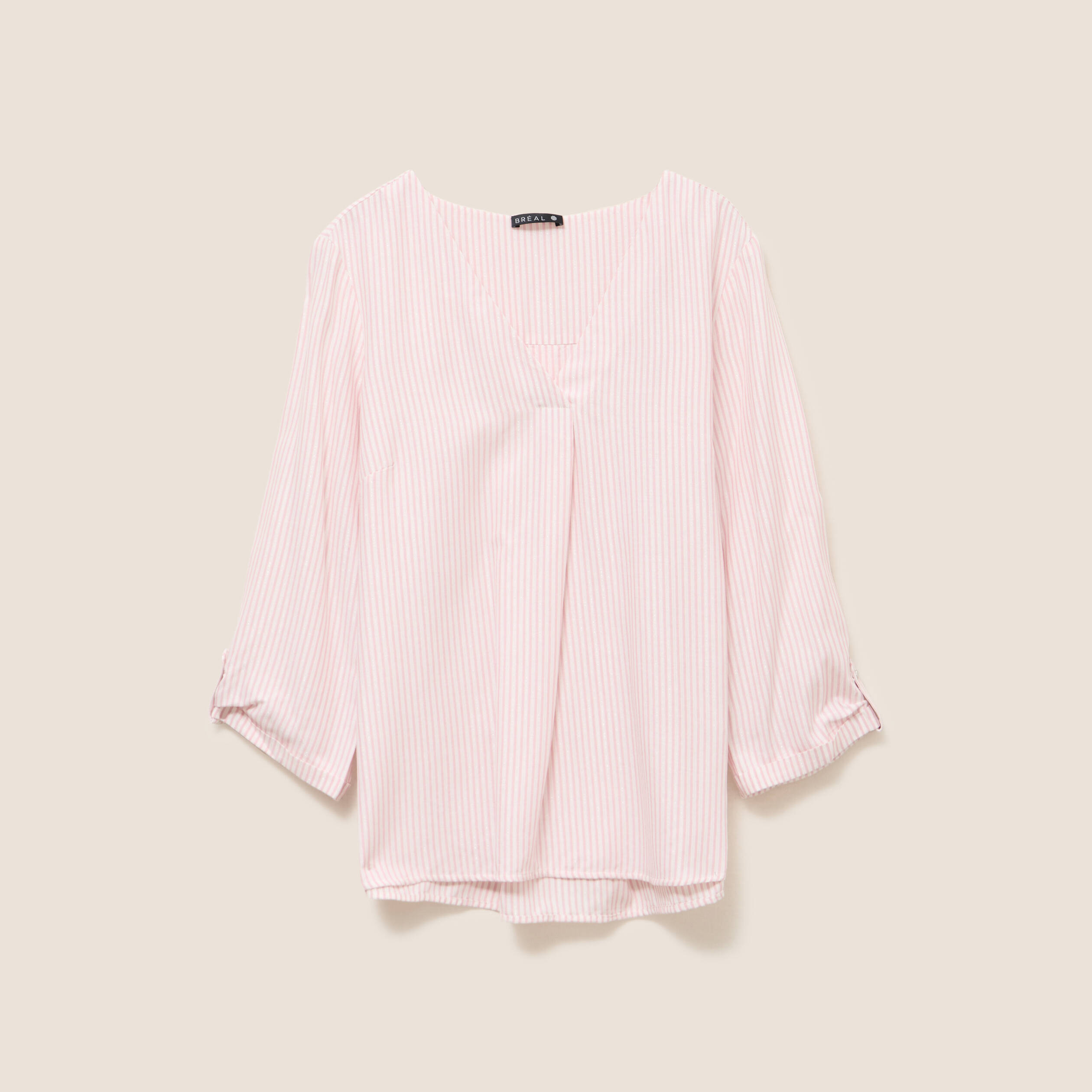 blouse fluide manches 3/4 rose femme