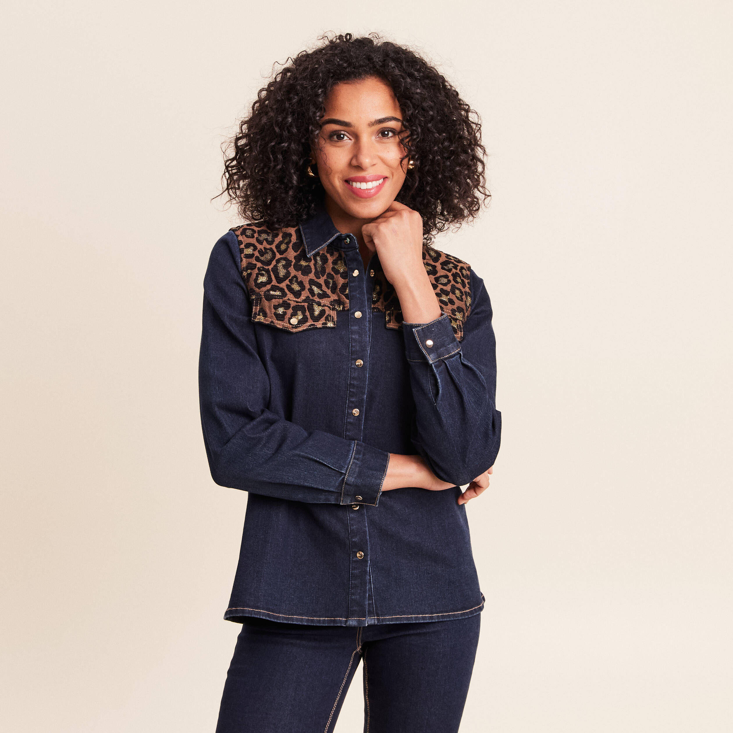 Chemise en jean manches longues denim brut femme