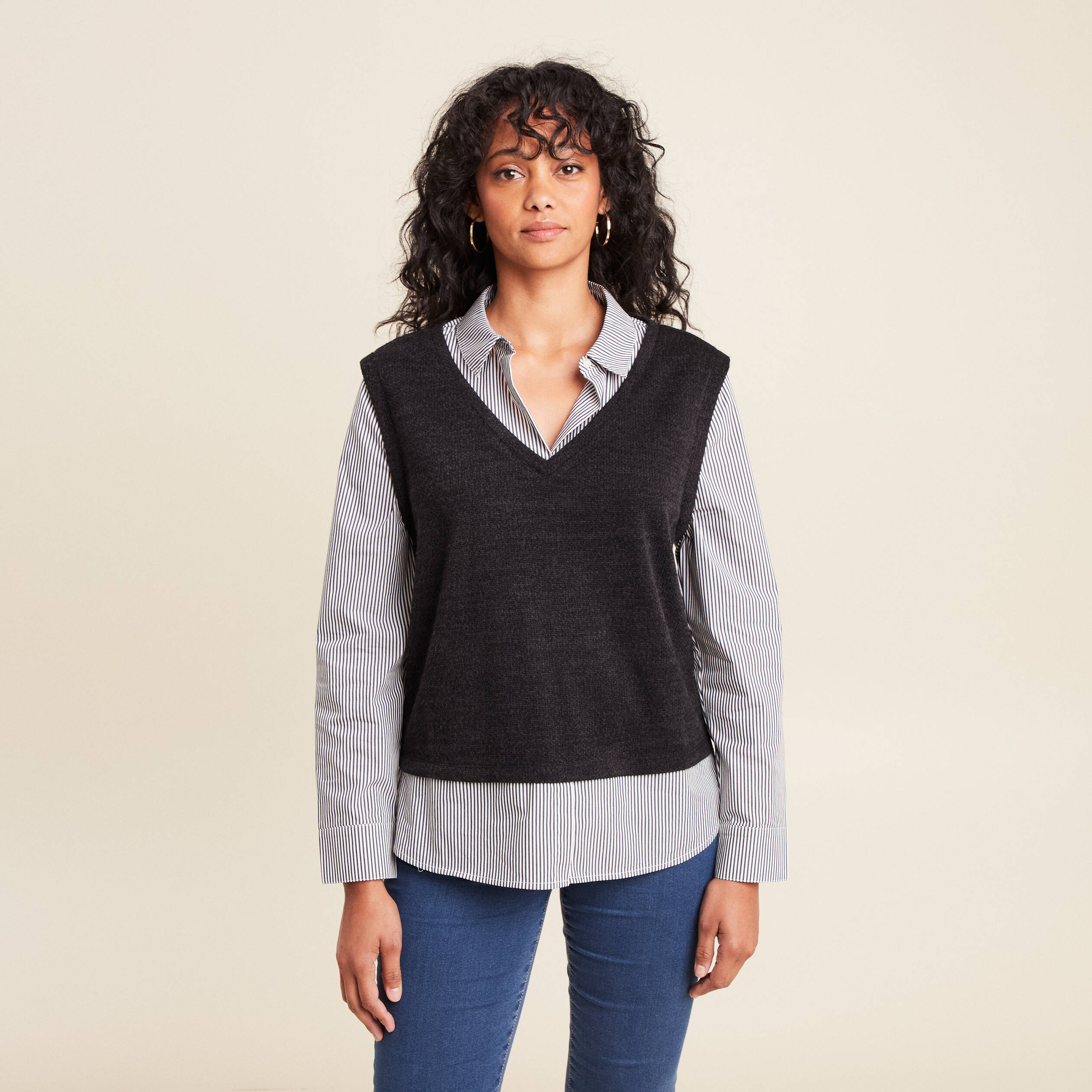 Bonobo Pull Chemise Femme En Pas Cher Pull Effet 2-en-1 Chemise