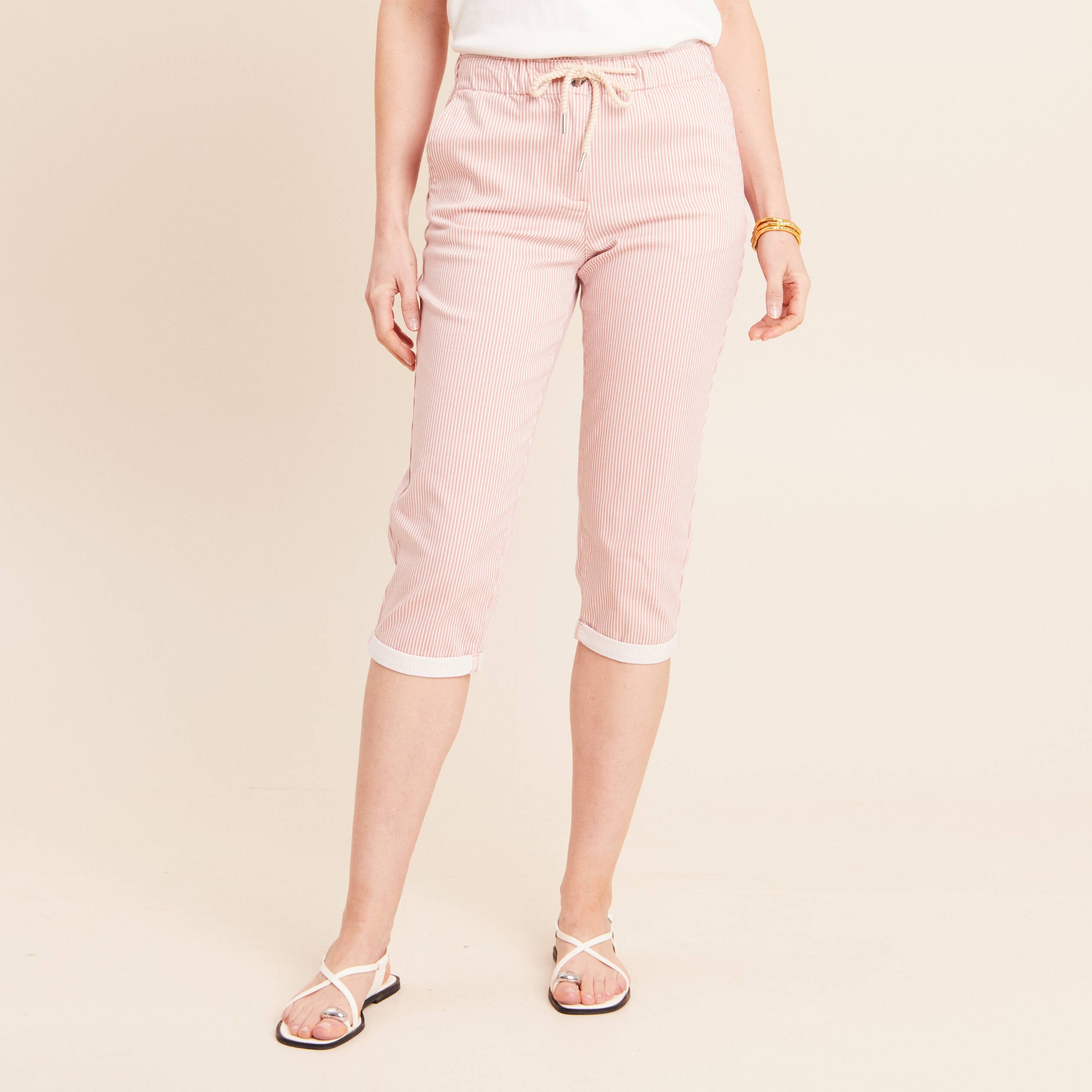 Pantacourt coupe mom large rose femme