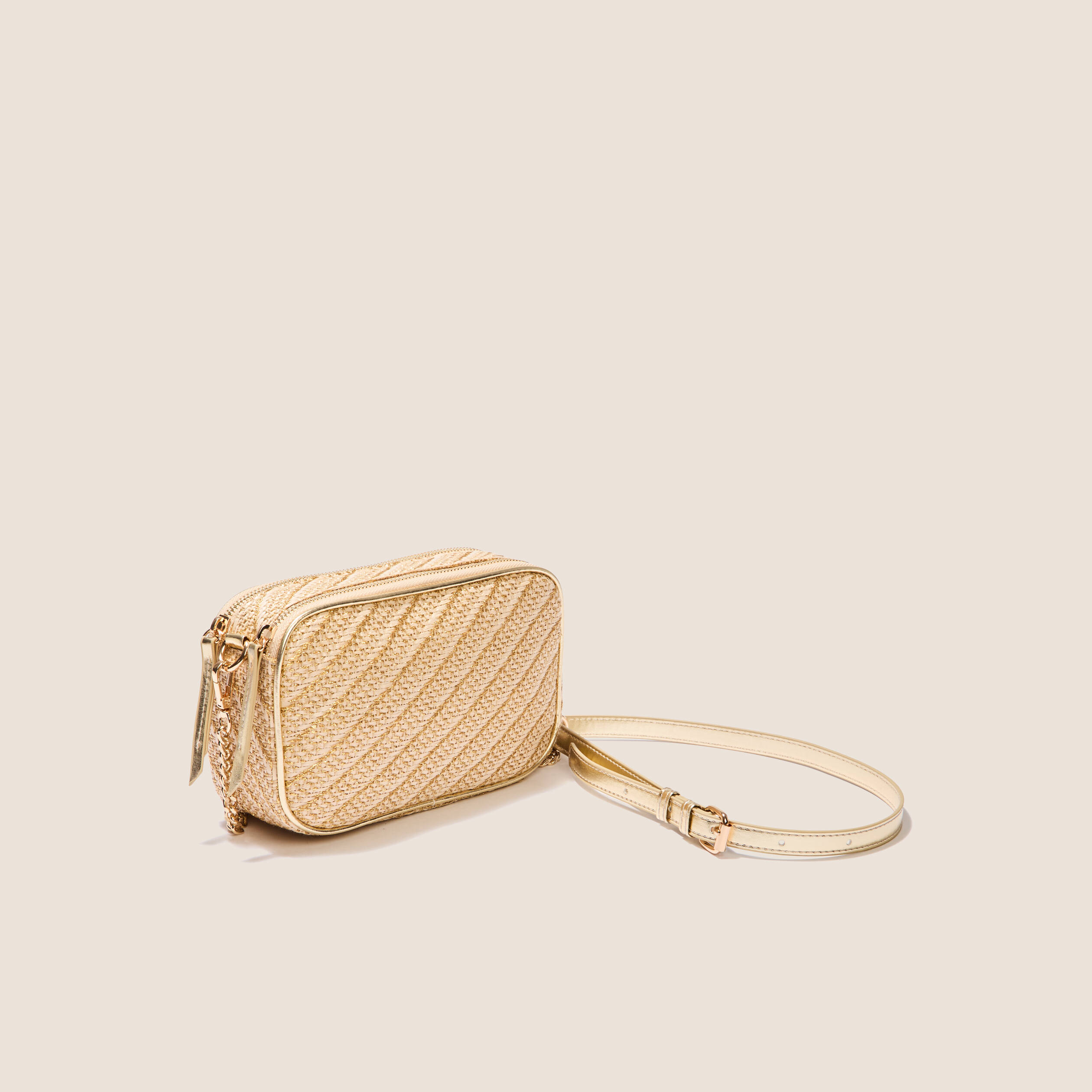 Sac rectangulaire effet tressé couleur or femme