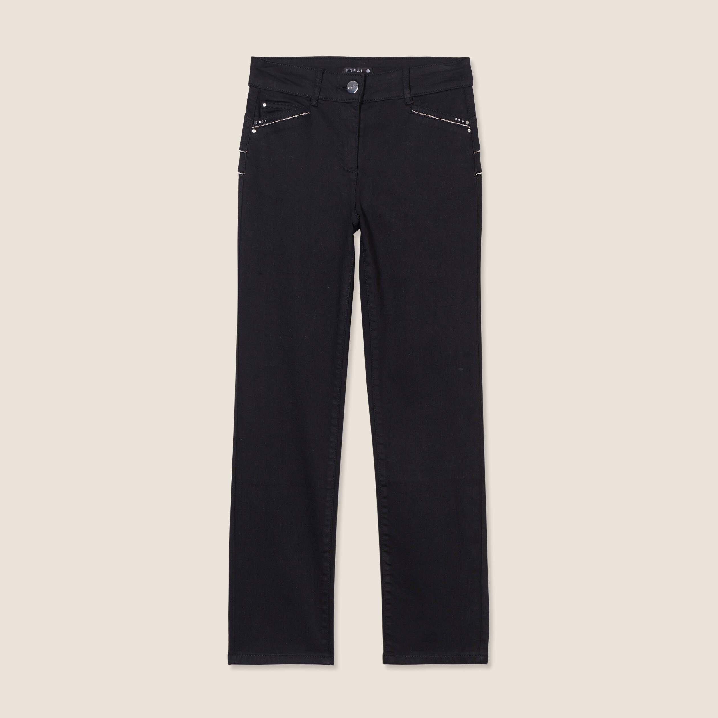 Pantalon droit 5 poches noir femme