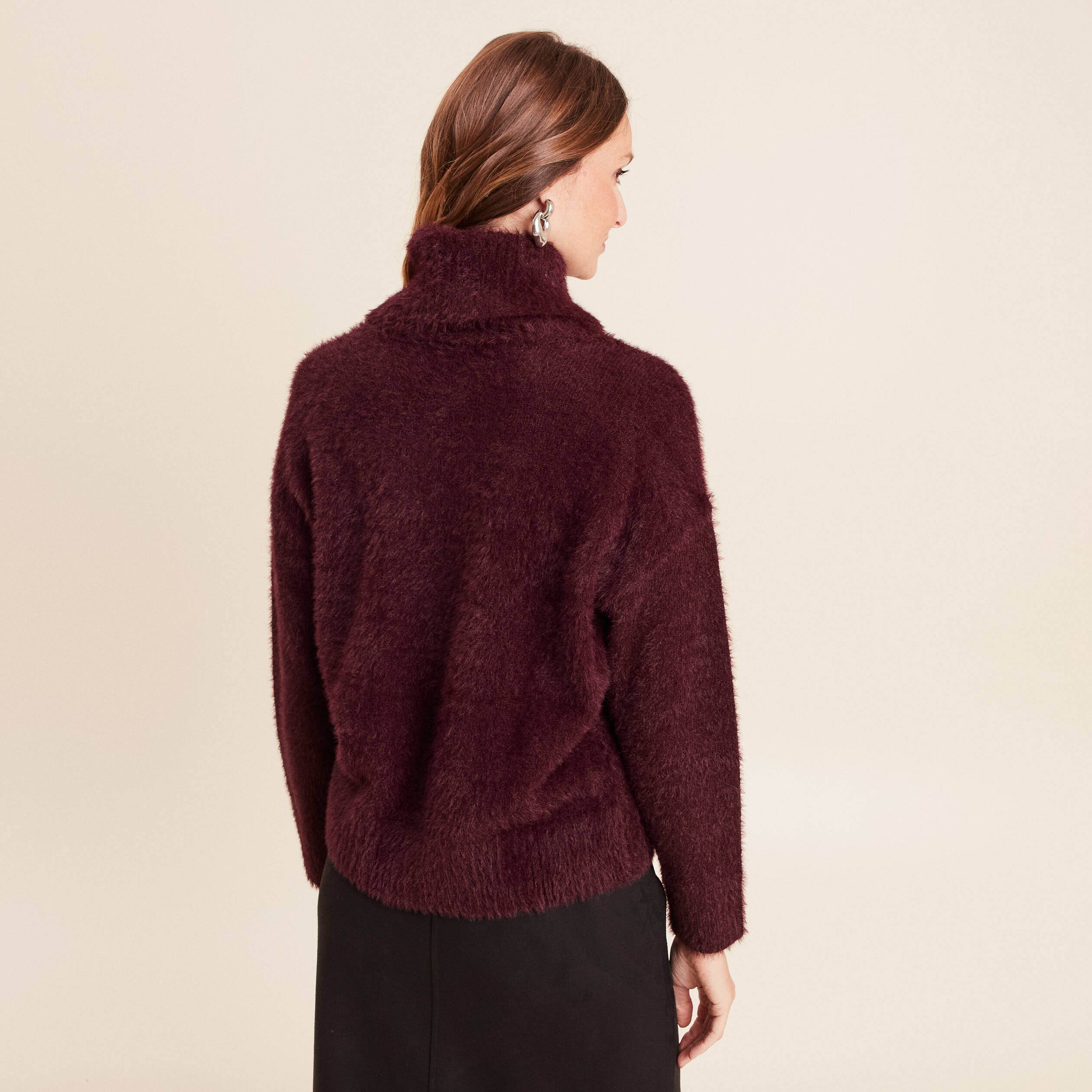 Pull manches longues bordeaux femme