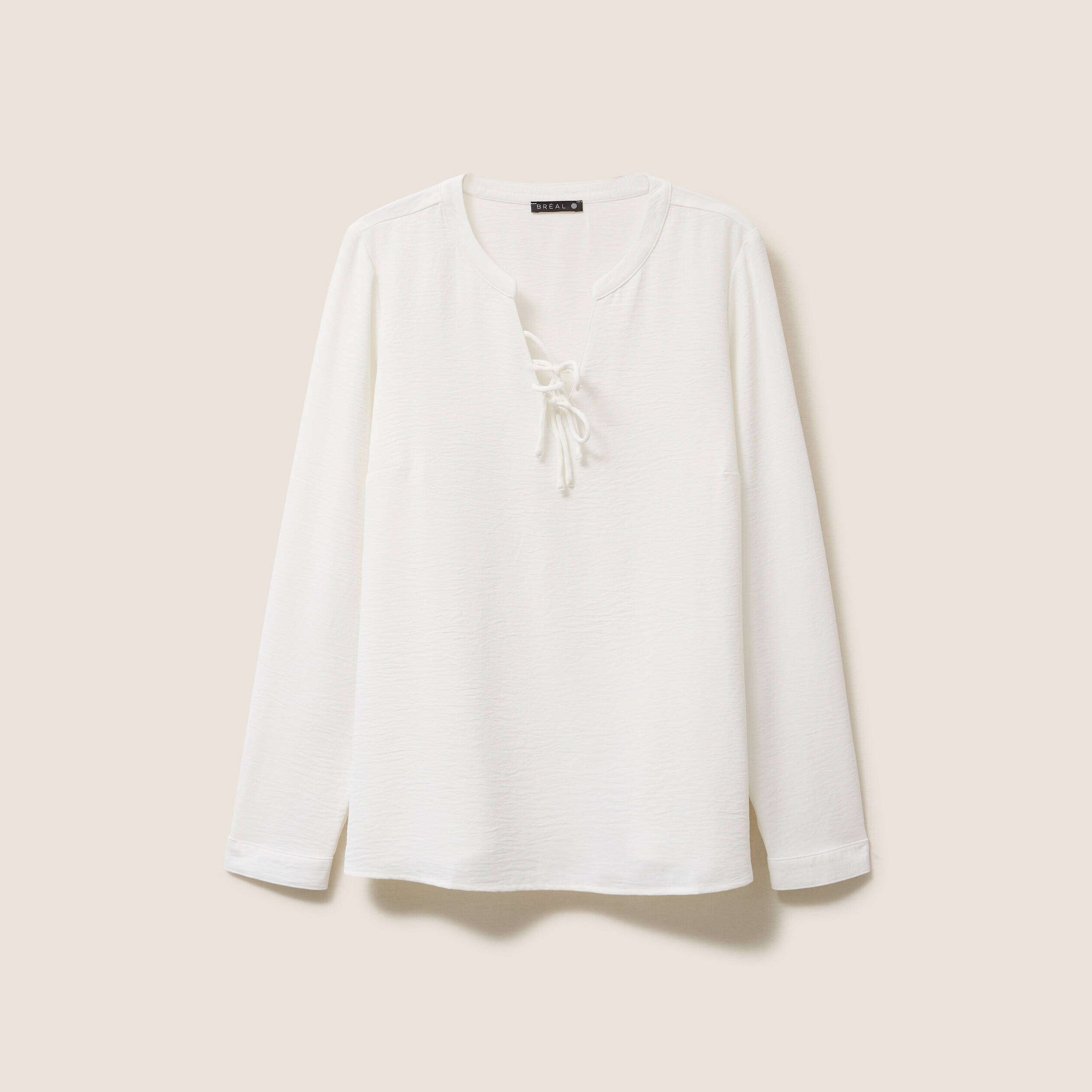 Blouse fluide n&oelig;uds manches longues ecru femme