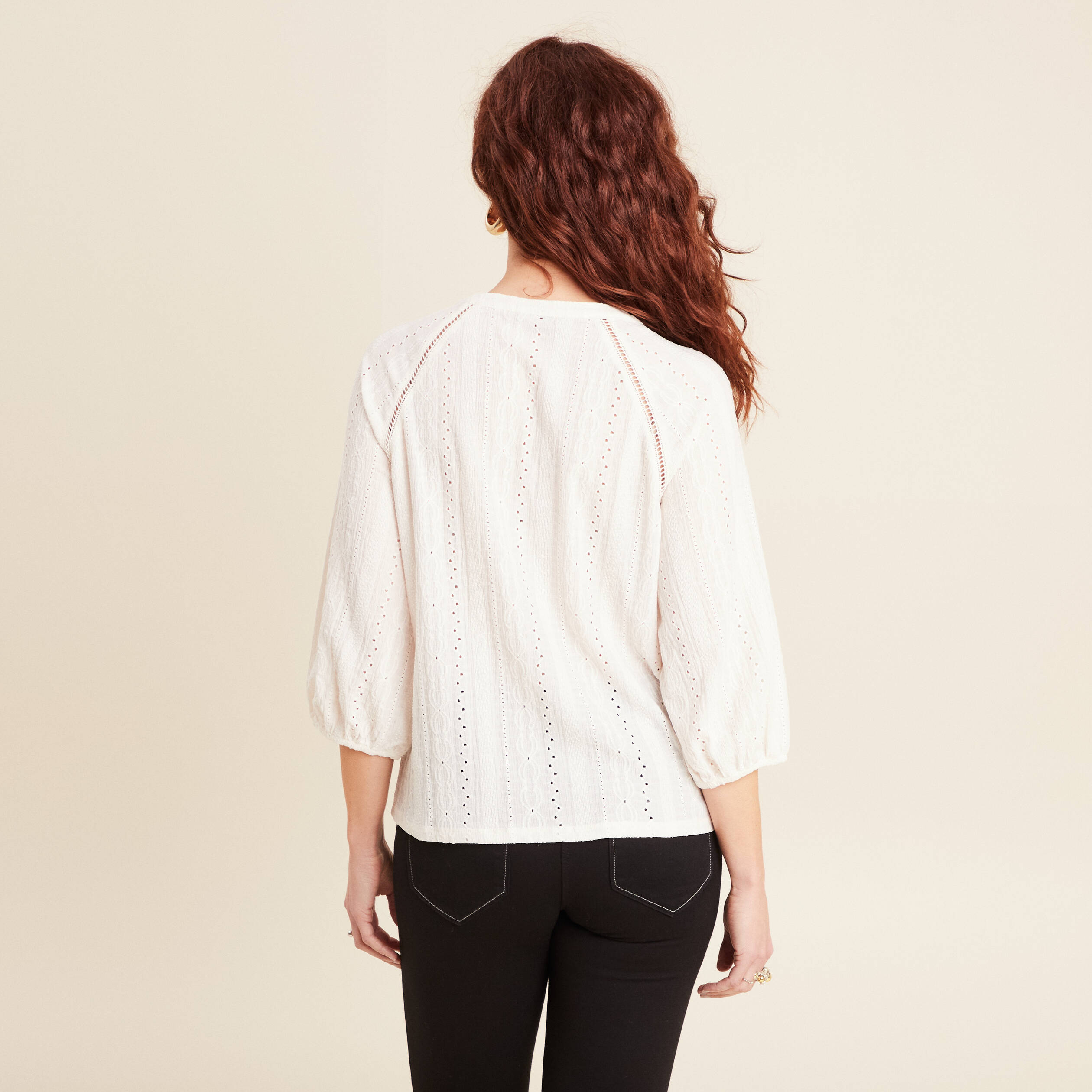 Blouse manches 3/4 ecru femme