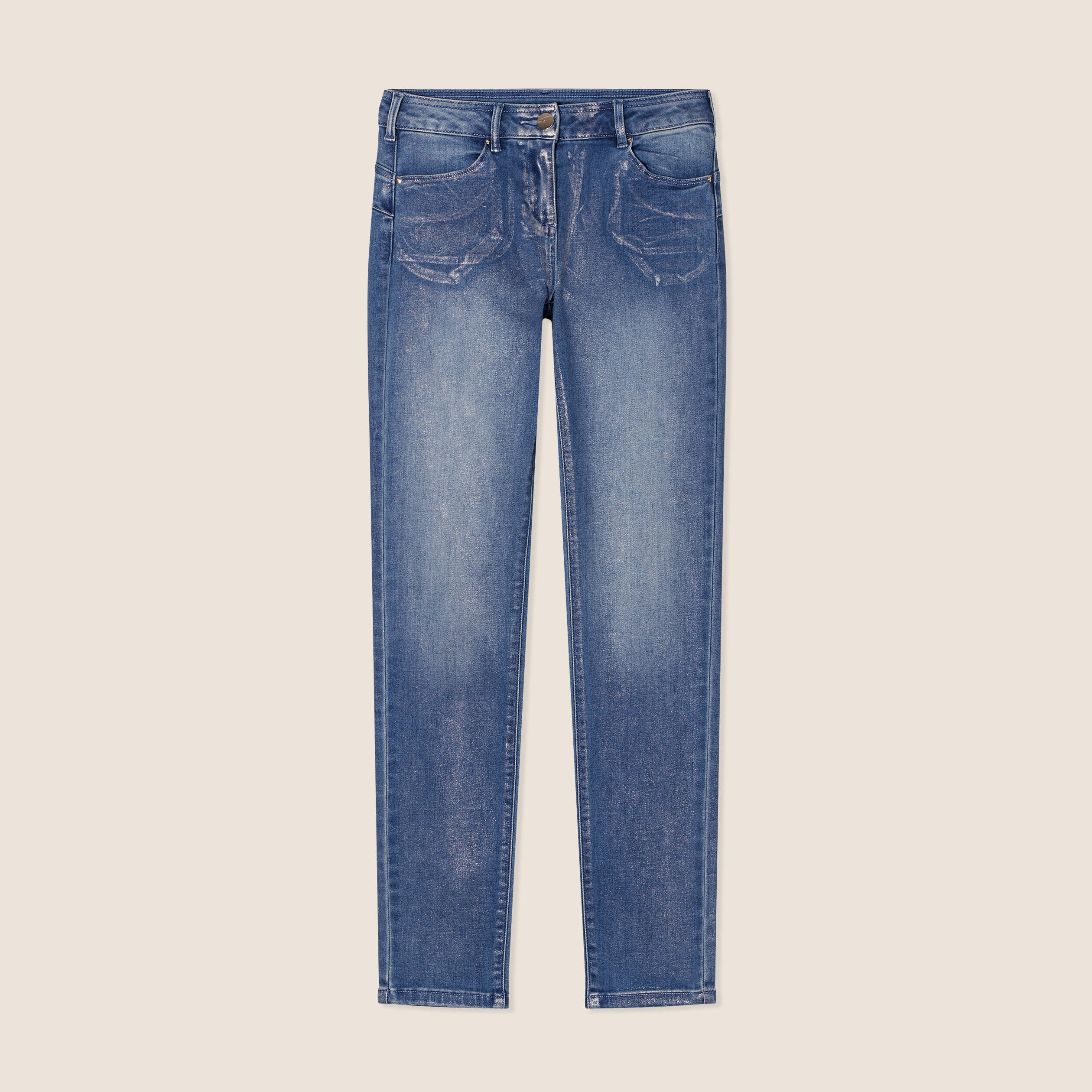 Jean ajusté taille basse denim stone femme