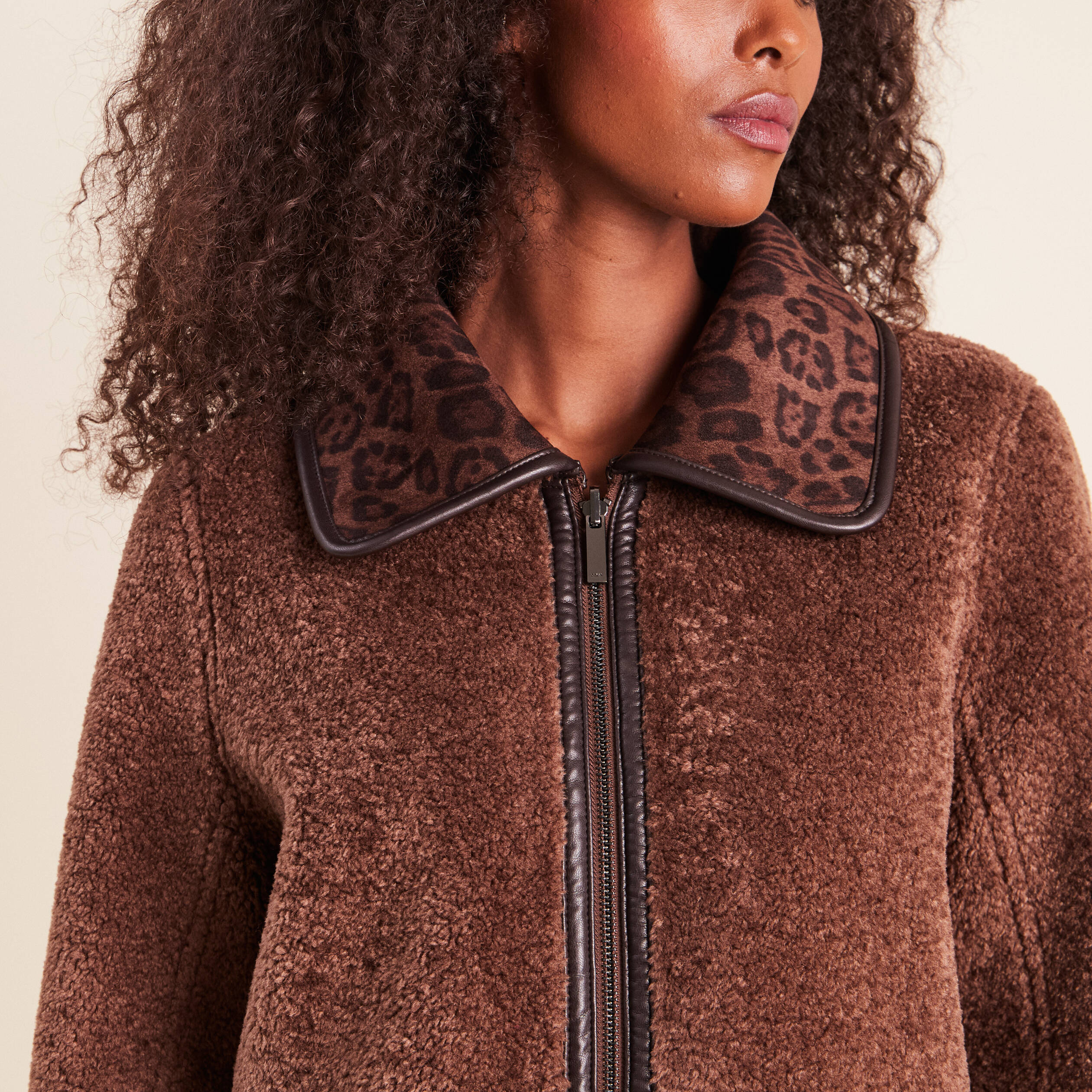 Manteau r&eacute;versible marron femme