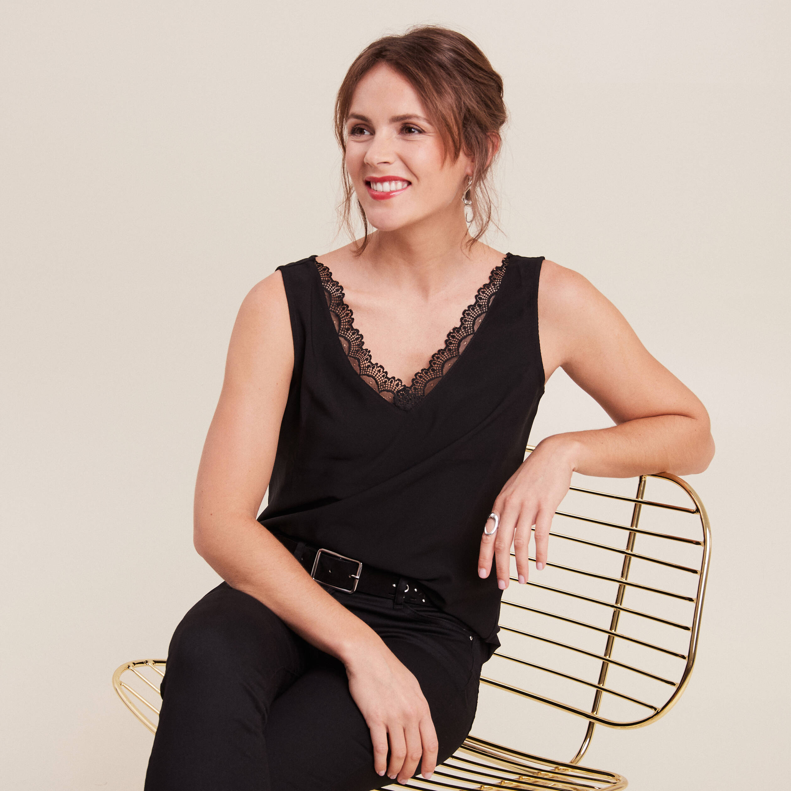 Débardeur bretelles larges noir femme
