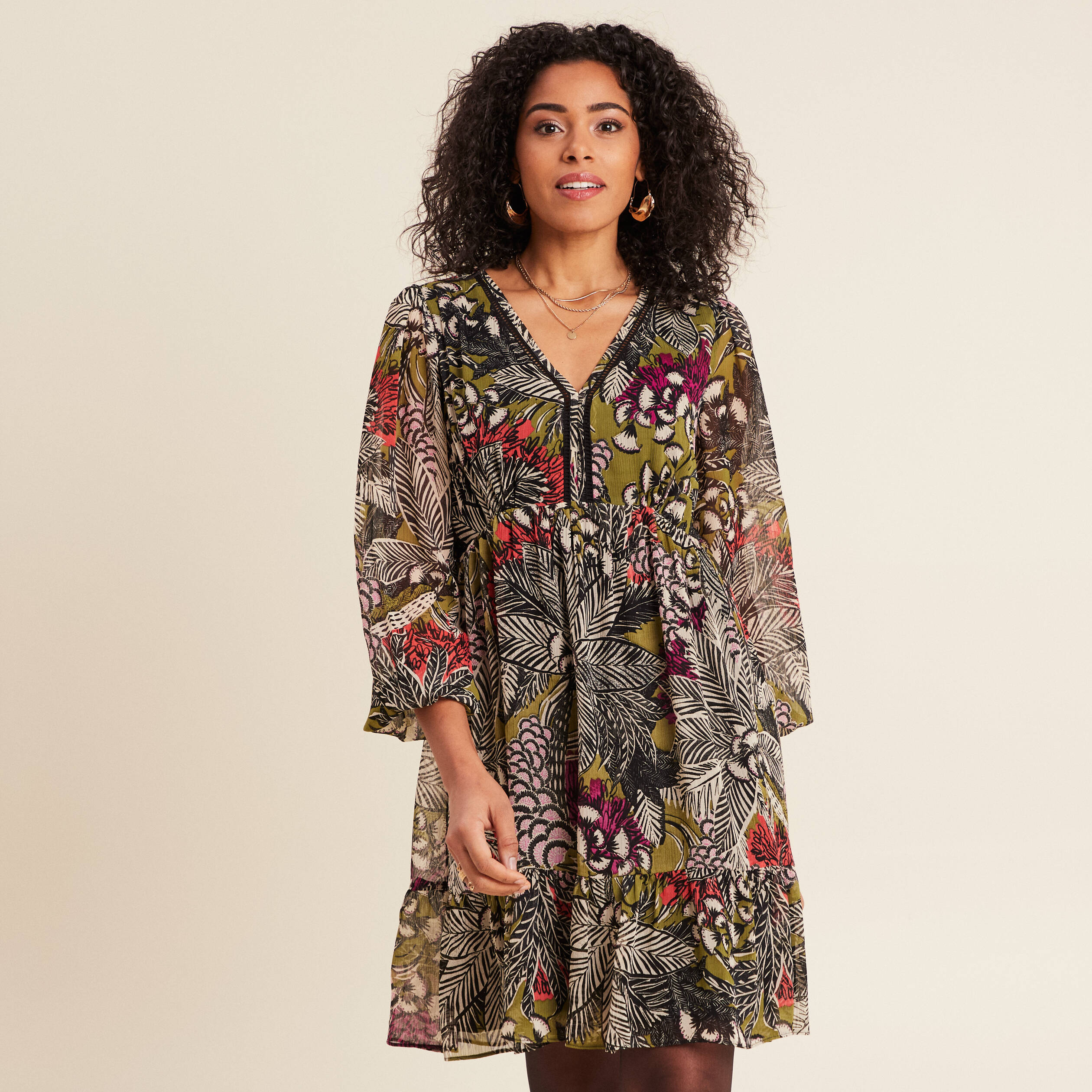 robe evasee fluide vert femme Robe évasée fluide vert femme