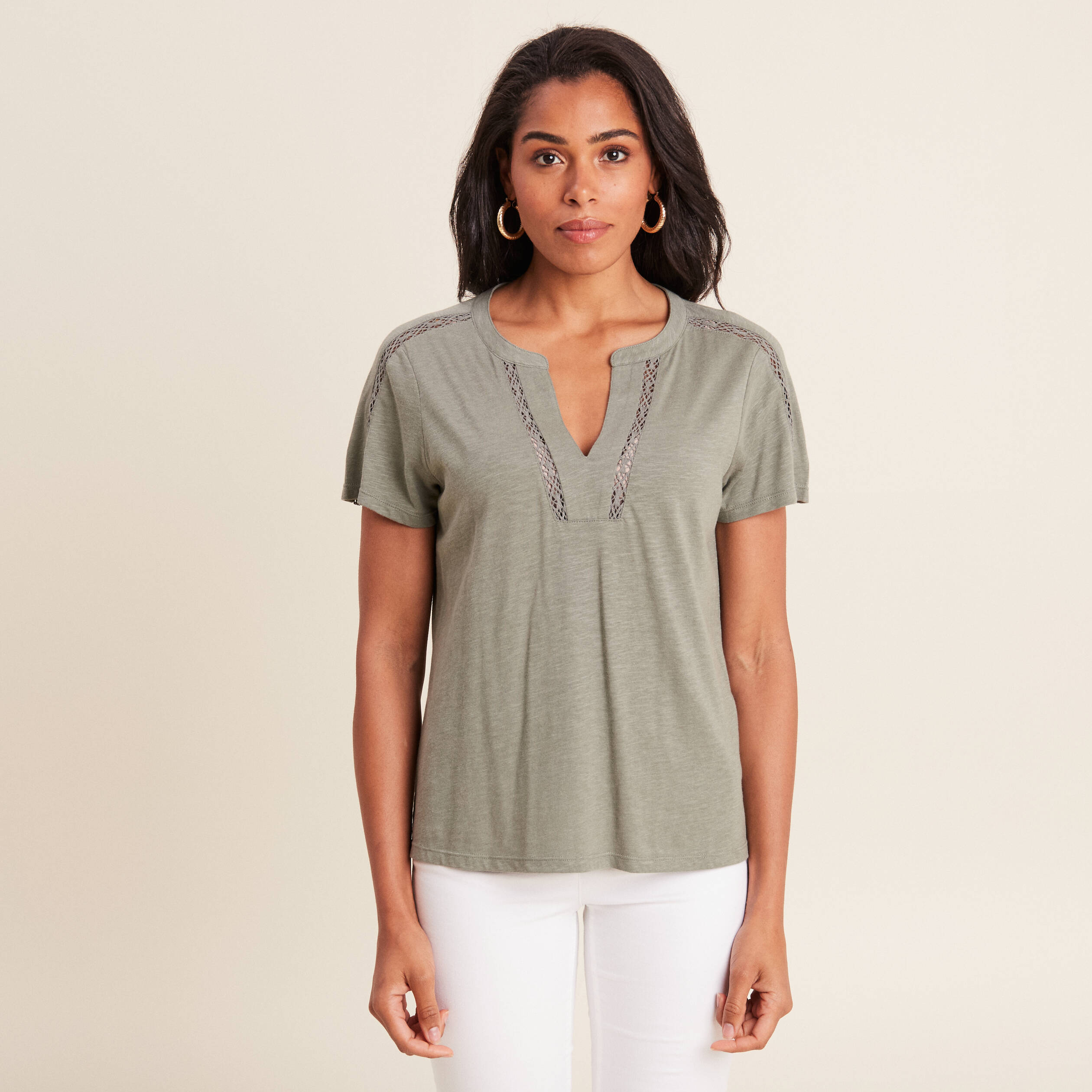 T-shirt manches courtes vert clair femme