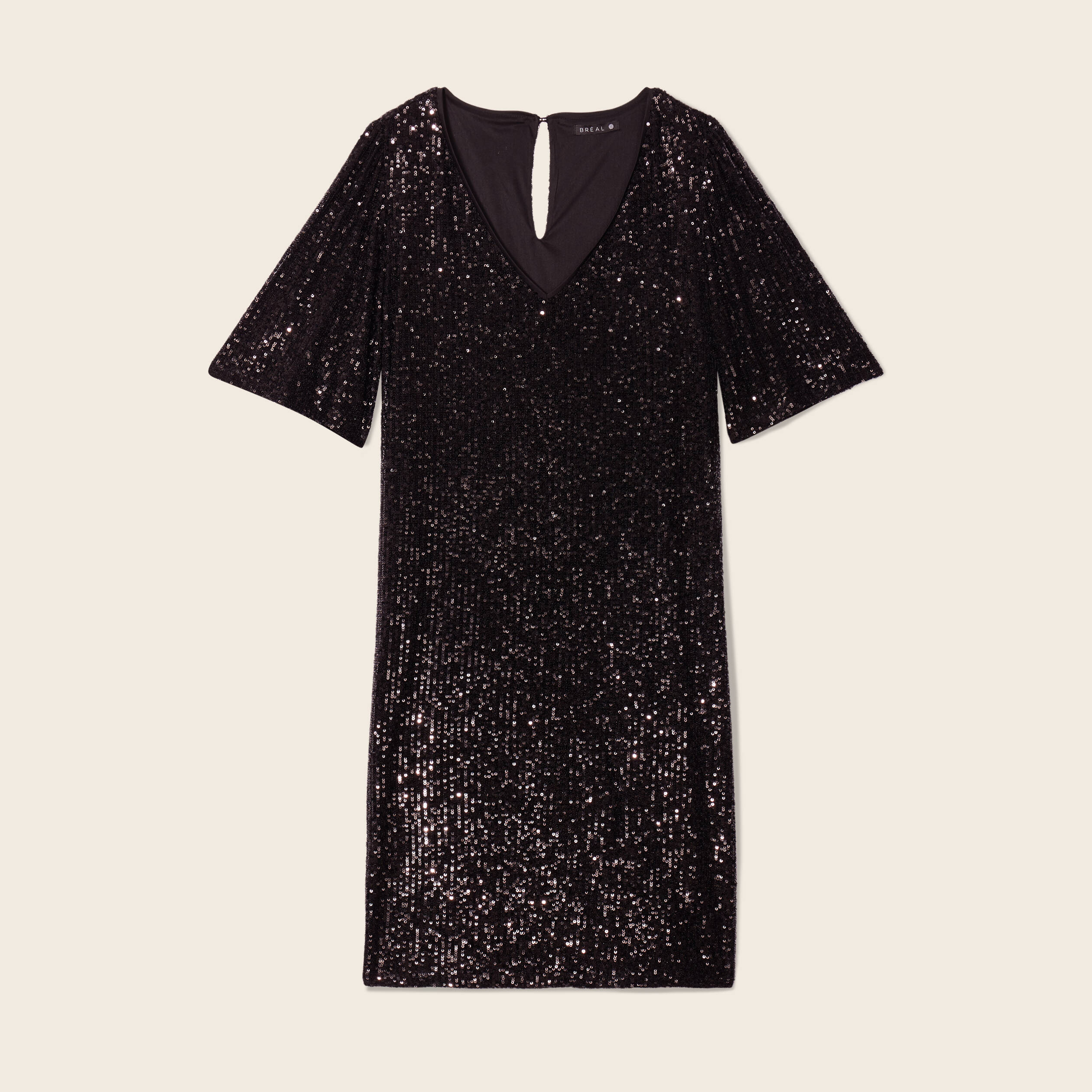 Robe évasée sequins noir femme