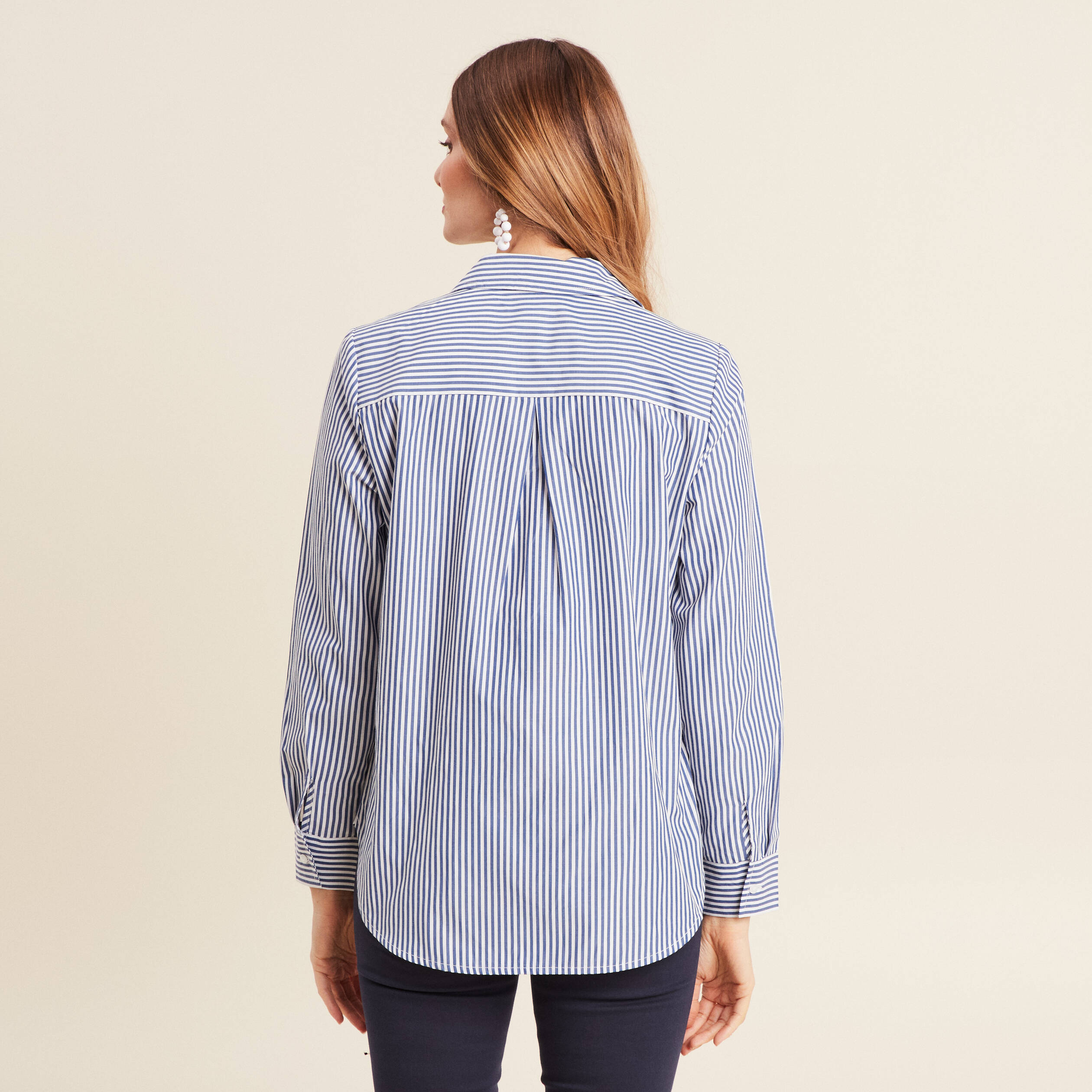 Chemise manches longues brodée bleu femme