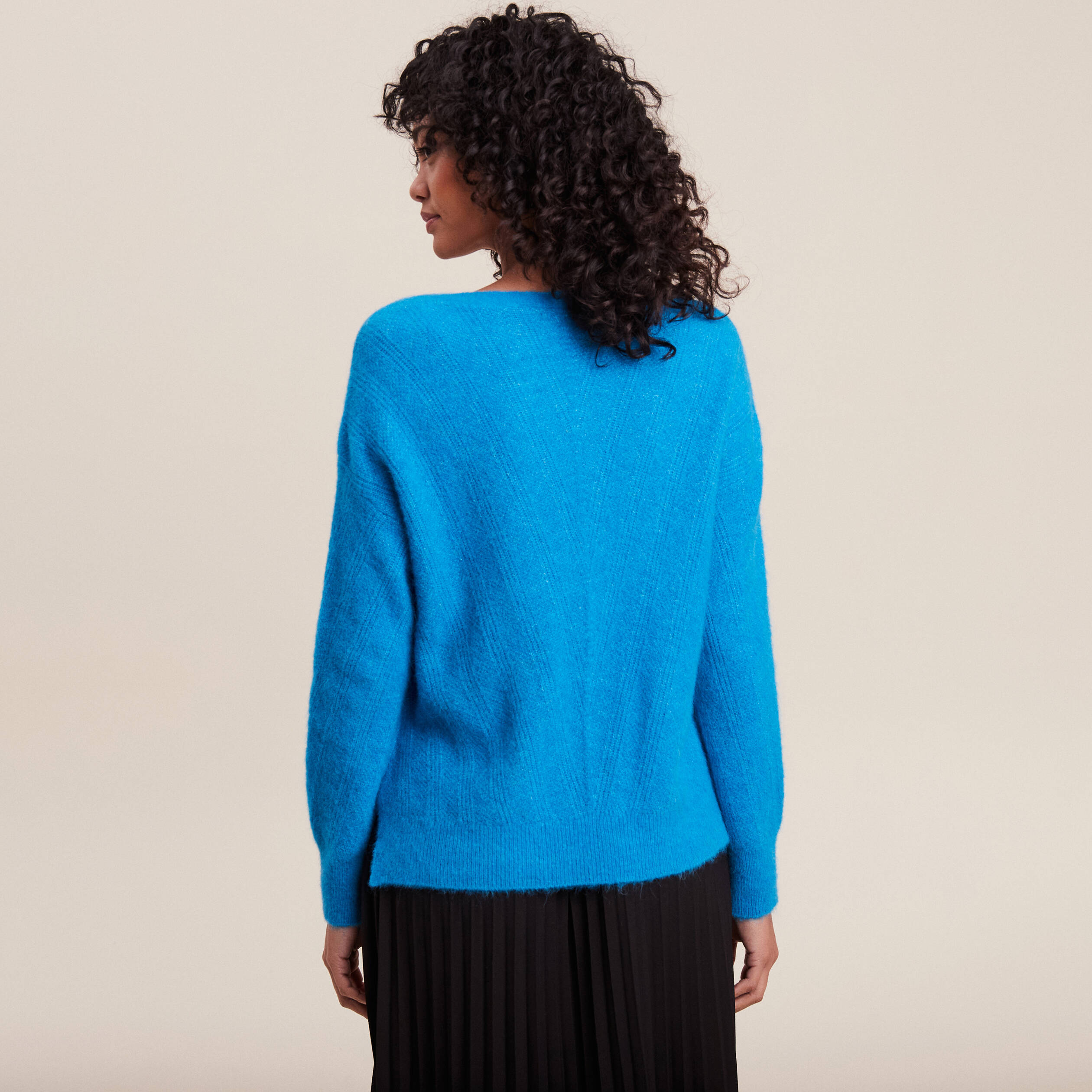 Pull manches longues bleu femme