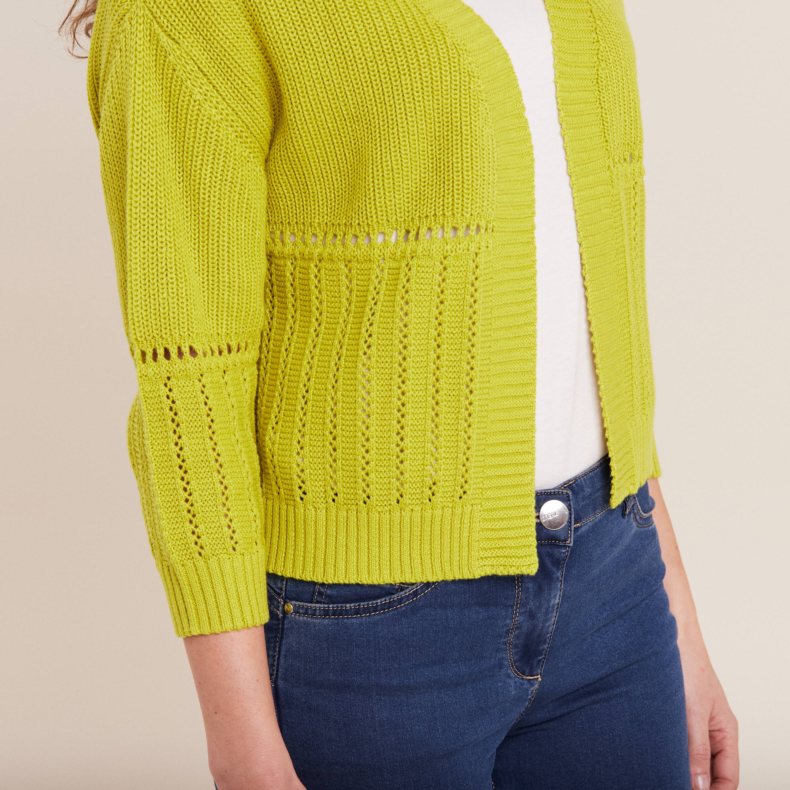 Gilet manches longues vert anis femme Breal