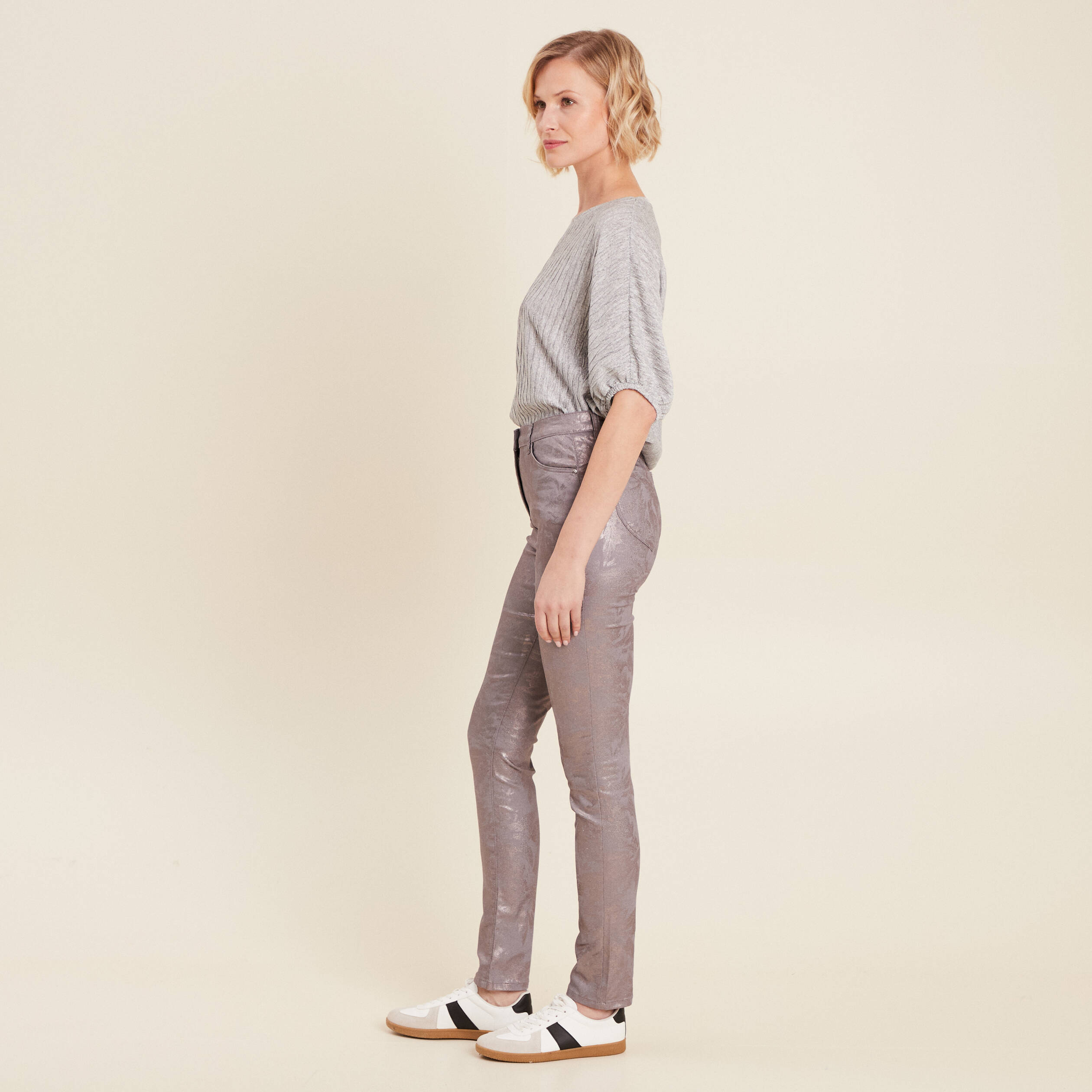 Pantalon ajusté marron femme
