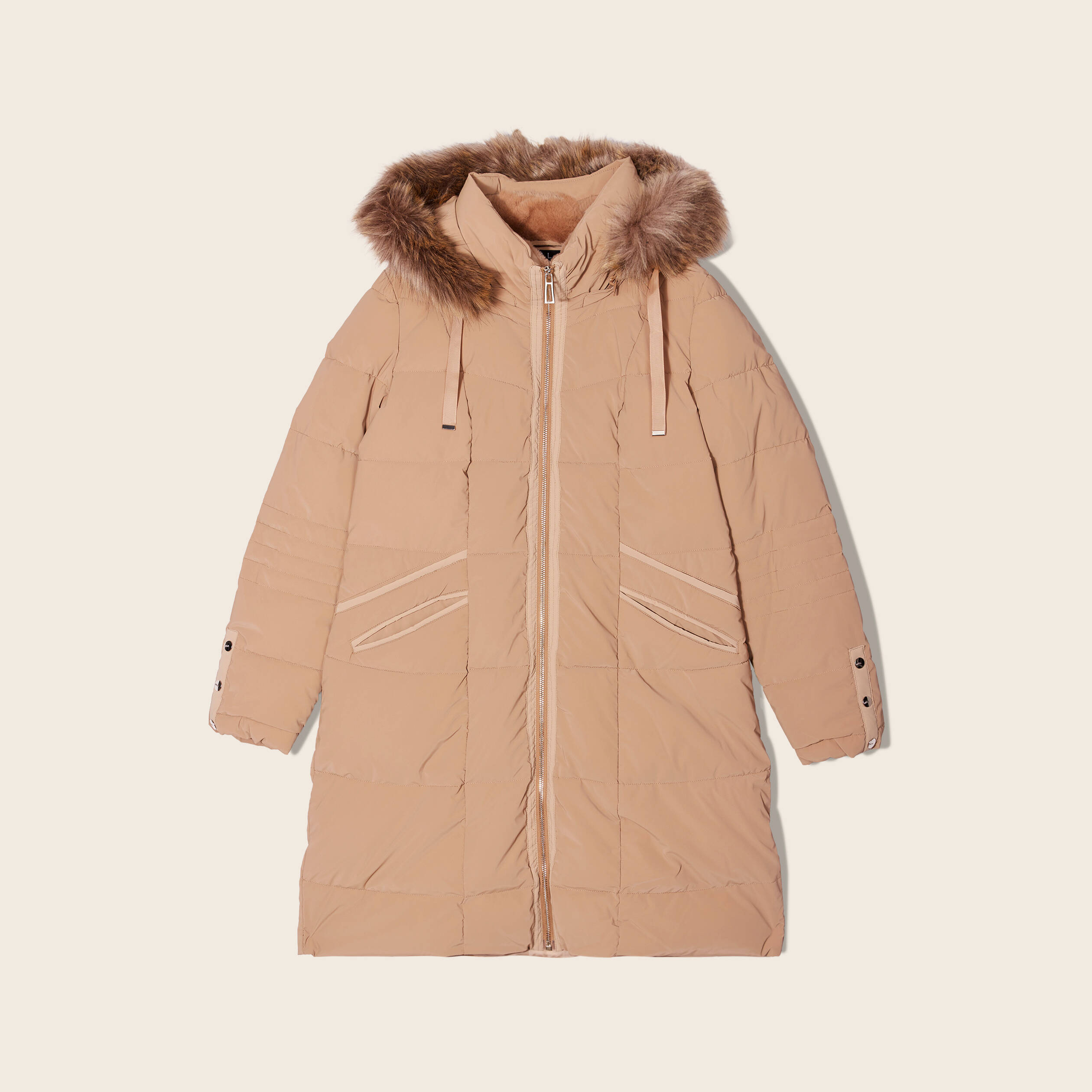 Doudoune ajust e capuche d perlante marron clair femme Br al