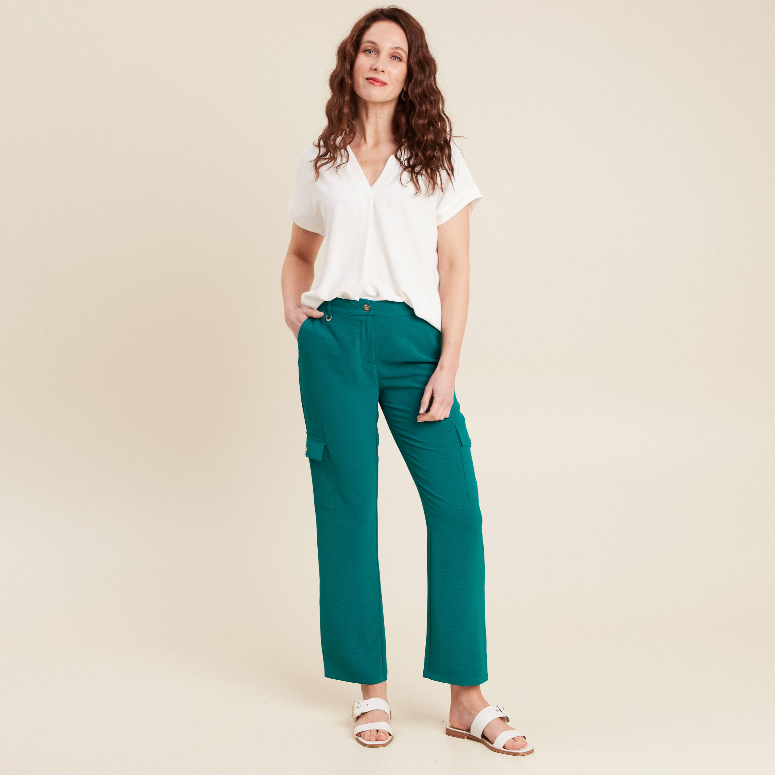 Blouse manches courtes ecru femme