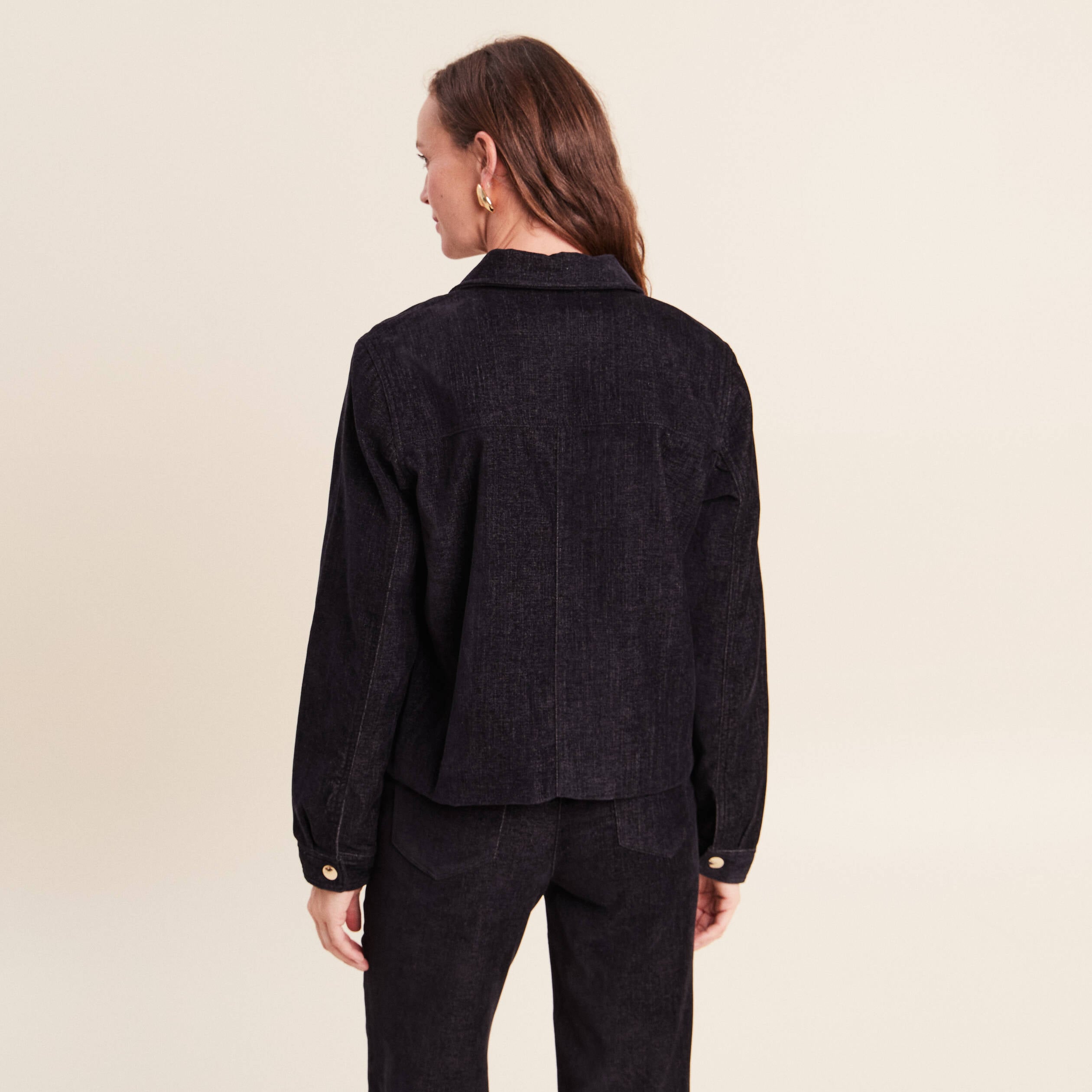 Veste courte droite denim brut femme
