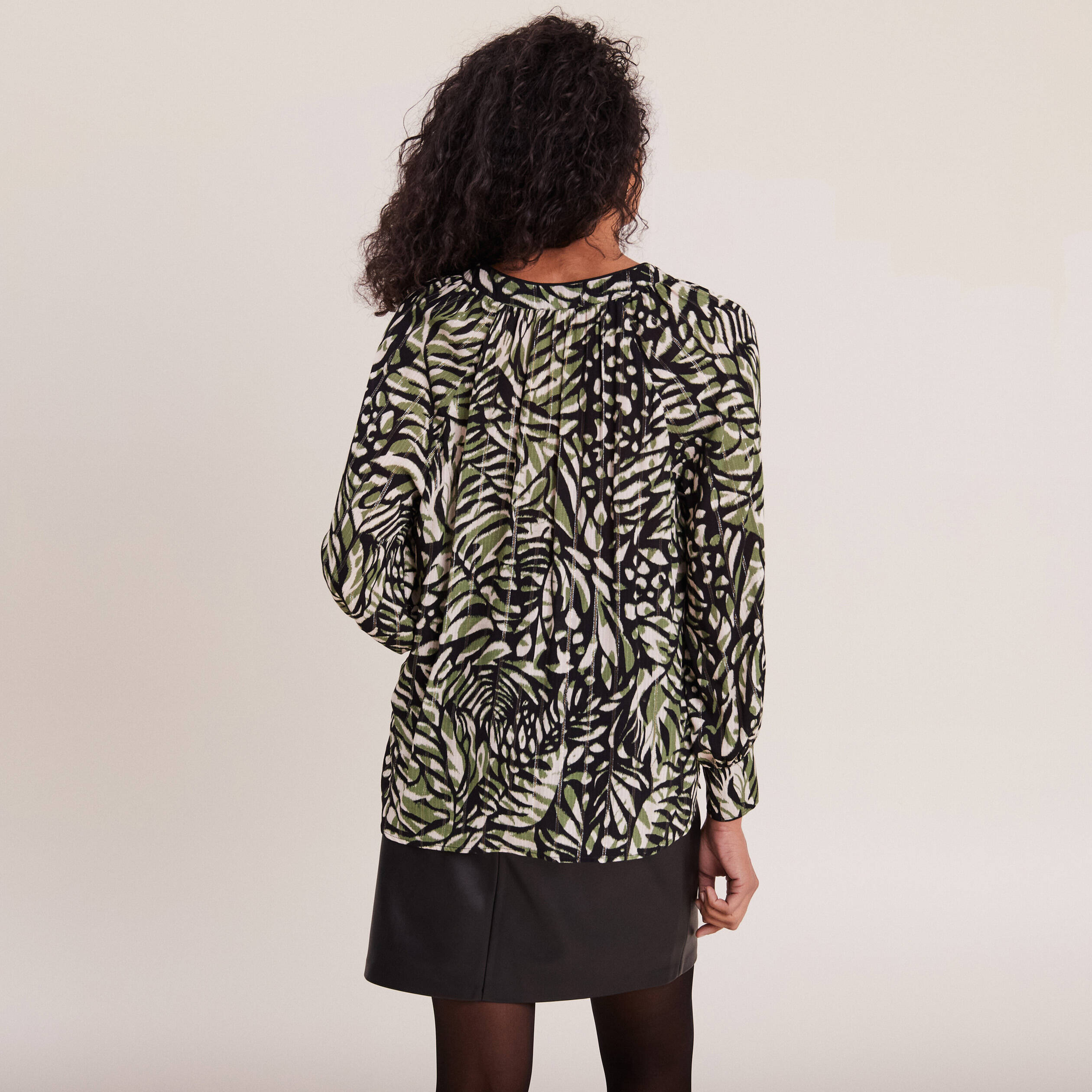Blouse manches longues vert femme