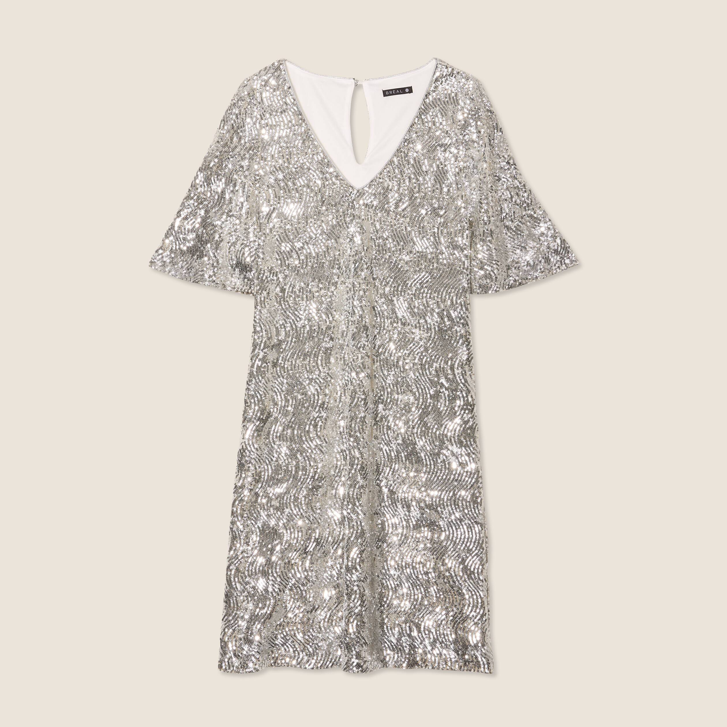 Robe droite sequins gris argent femme