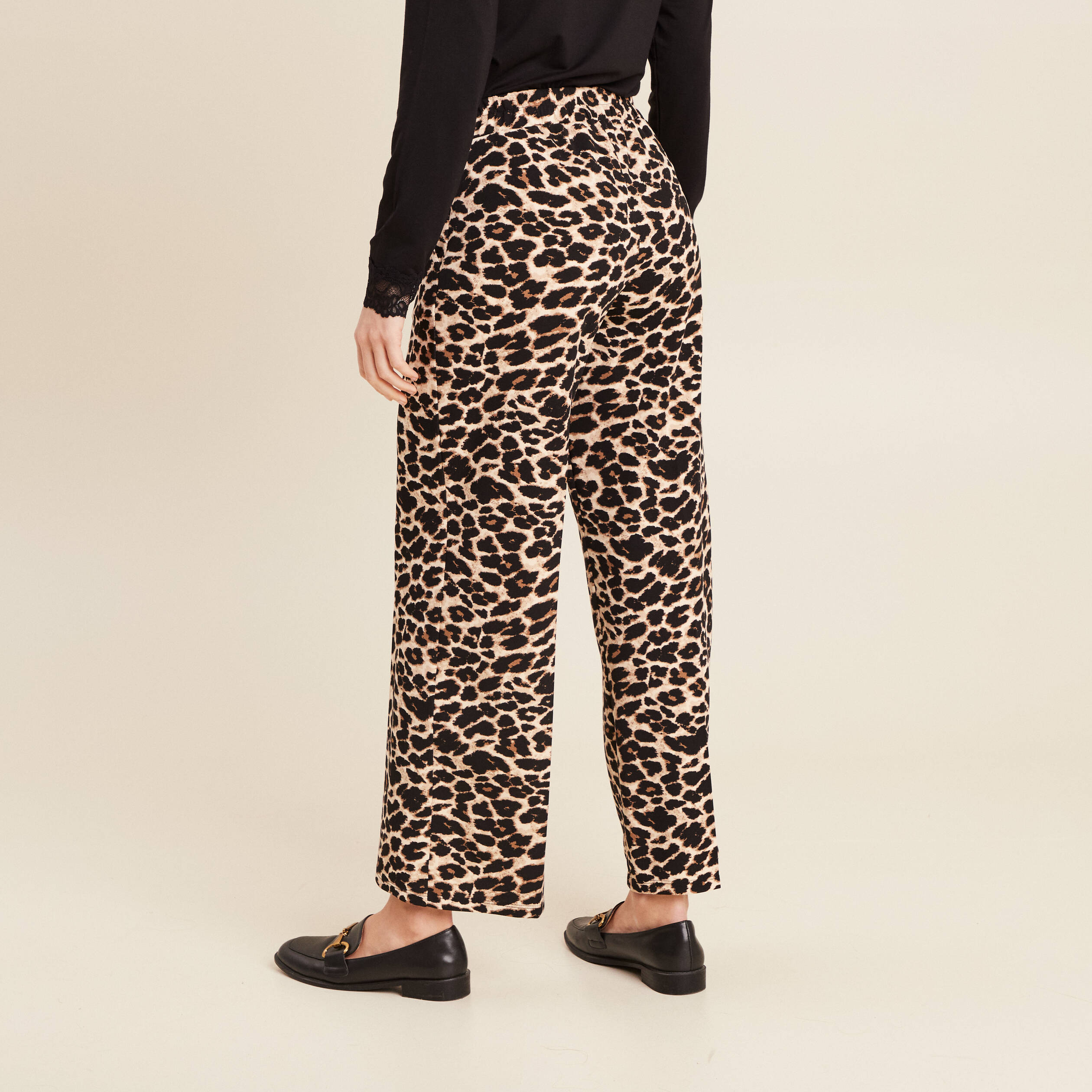 Pantalon large creme femme