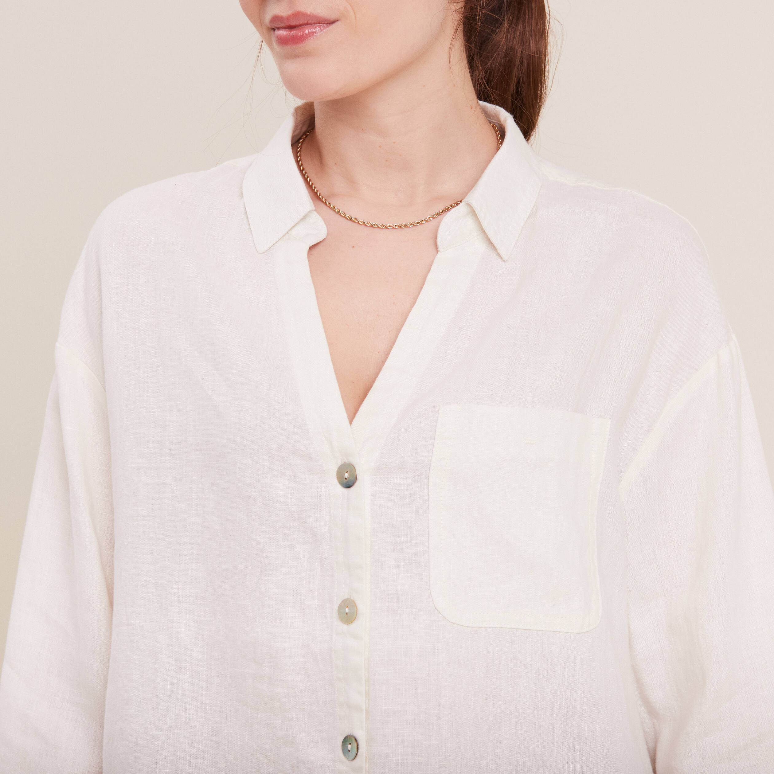 Chemise manches 3/4 ecru femme