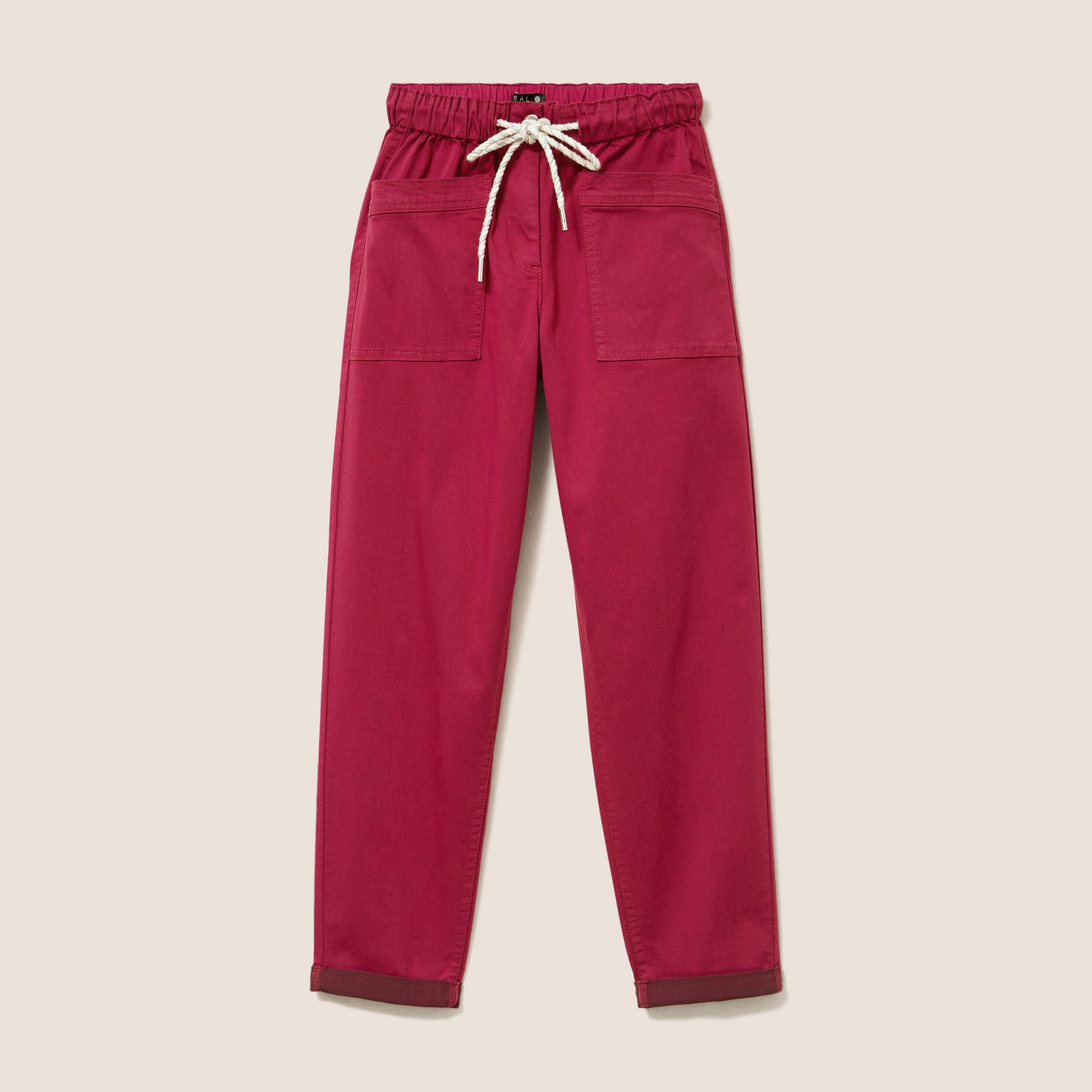 Pantalon coupe mom 7/8&egrave;me rouge fonc&eacute; femme