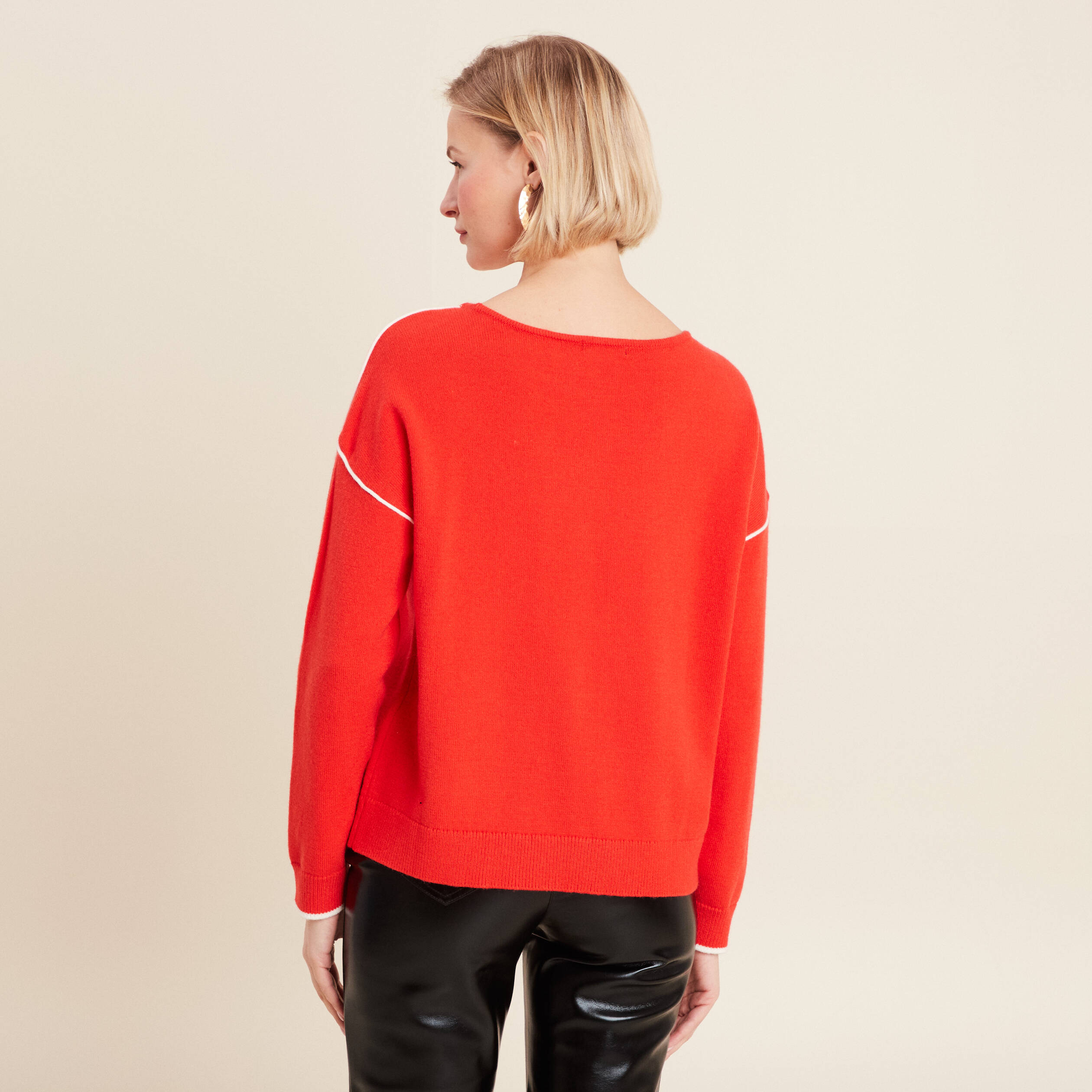 Pull manches longues orange foncé femme