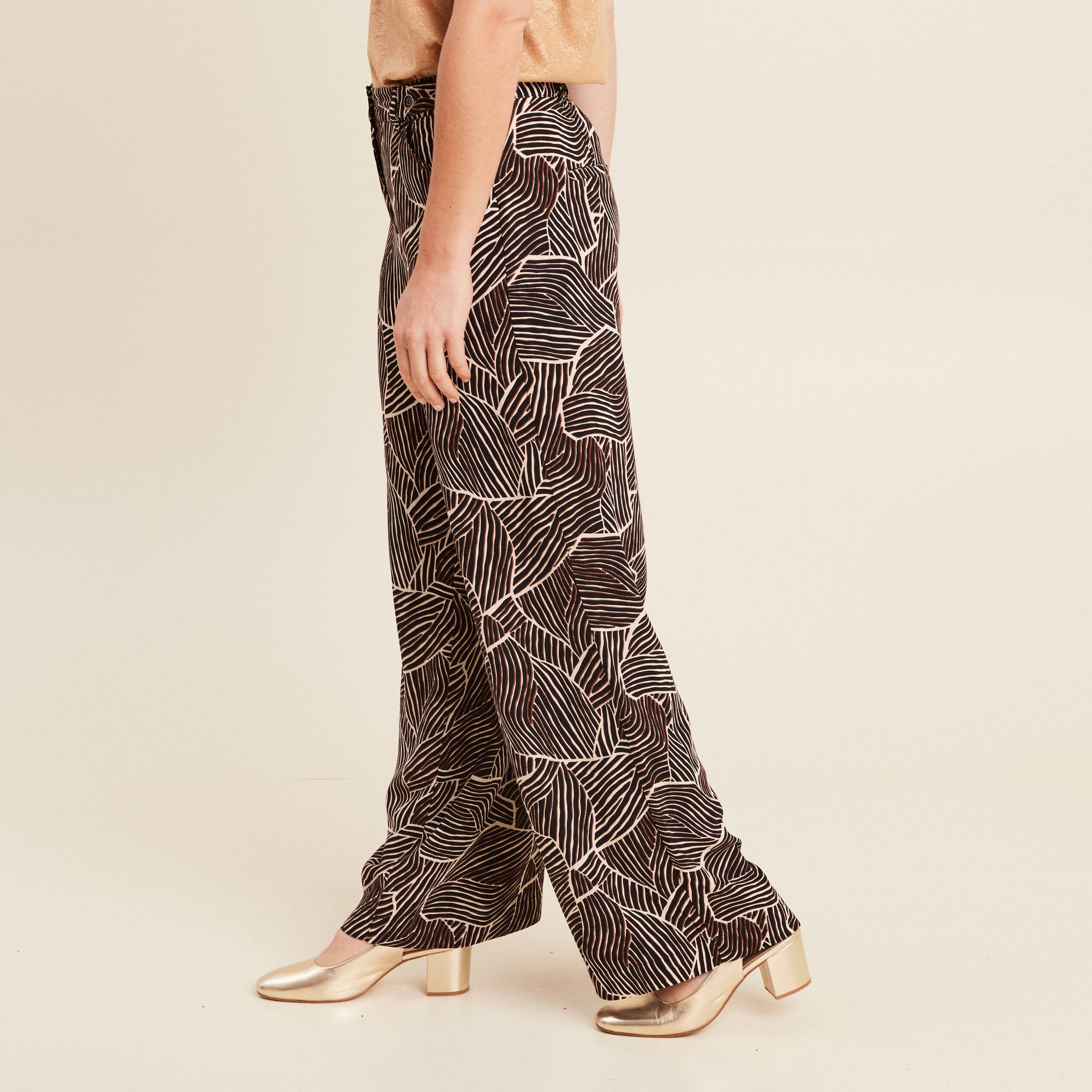 pantalon large taille haute noir femme Pantalon large taille haute noir femme